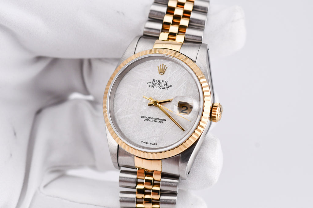 Rolex Datejust 36mm Ref 16233 Yellow Gold Bezel Custom Meteorite Dial