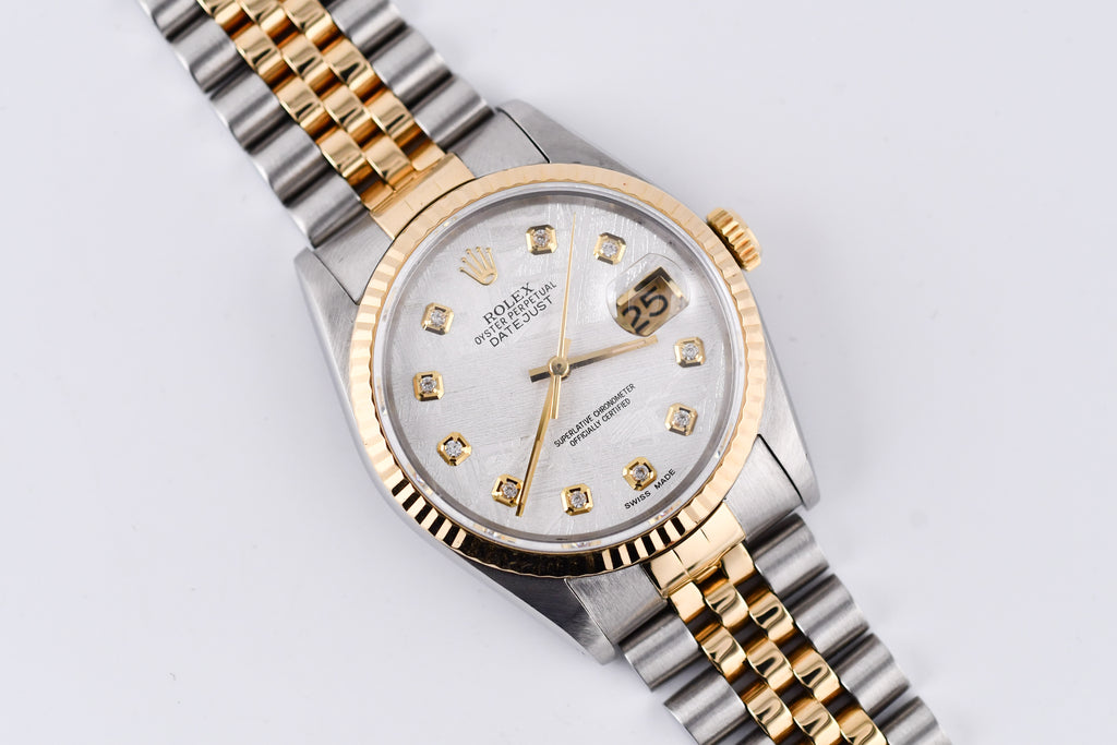 Rolex Datejust 36mm Ref 16233 Yellow Gold Bezel Custom Meteorite Diamond Dial