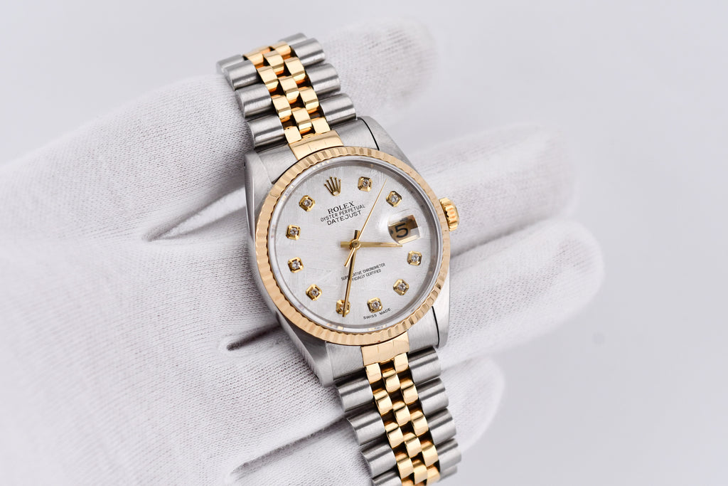 Rolex Datejust 36mm Ref 16233 Yellow Gold Bezel Custom Meteorite Diamond Dial
