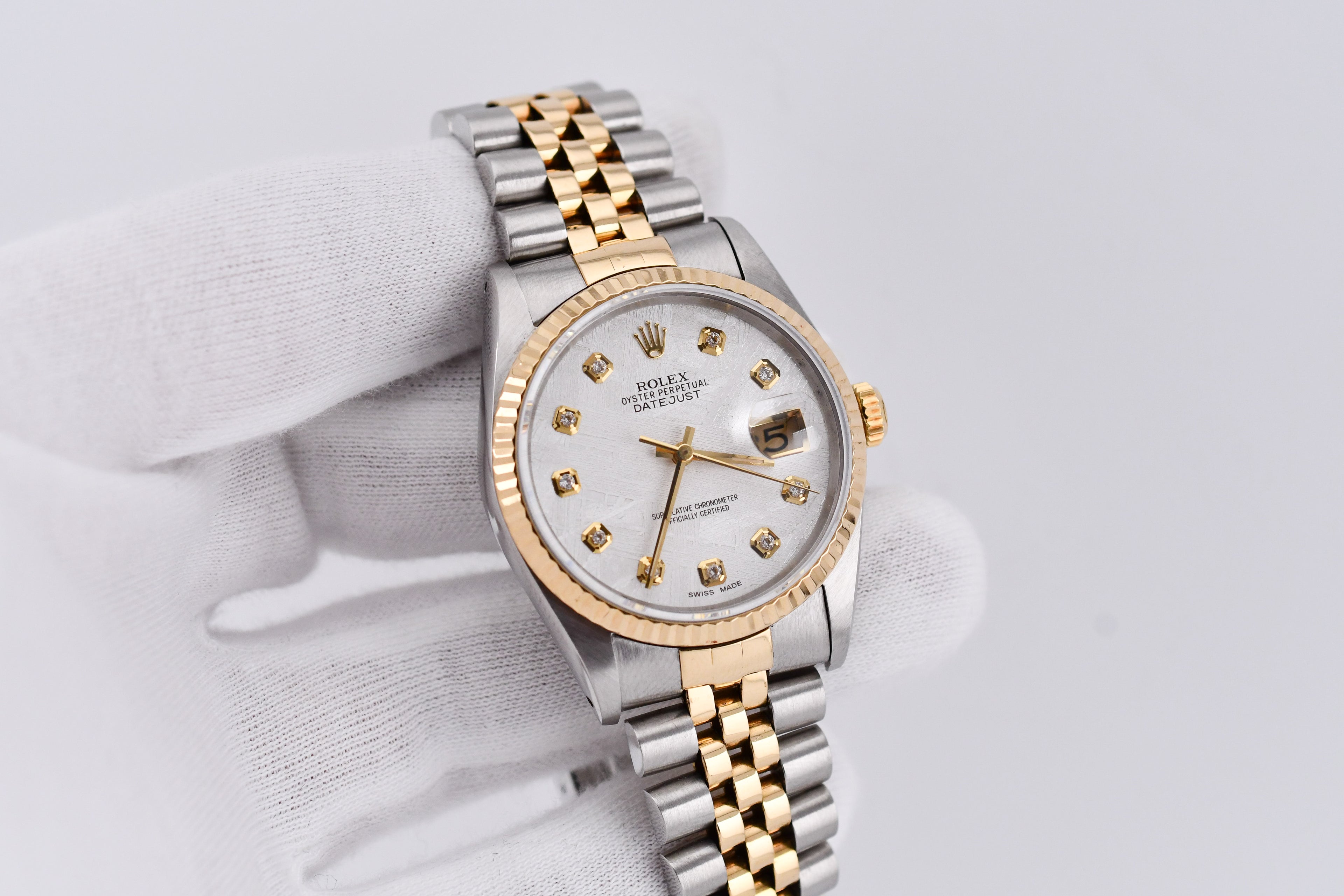 Rolex Datejust 36mm Ref 16233 Yellow Gold Bezel Custom Meteorite Diamond Dial