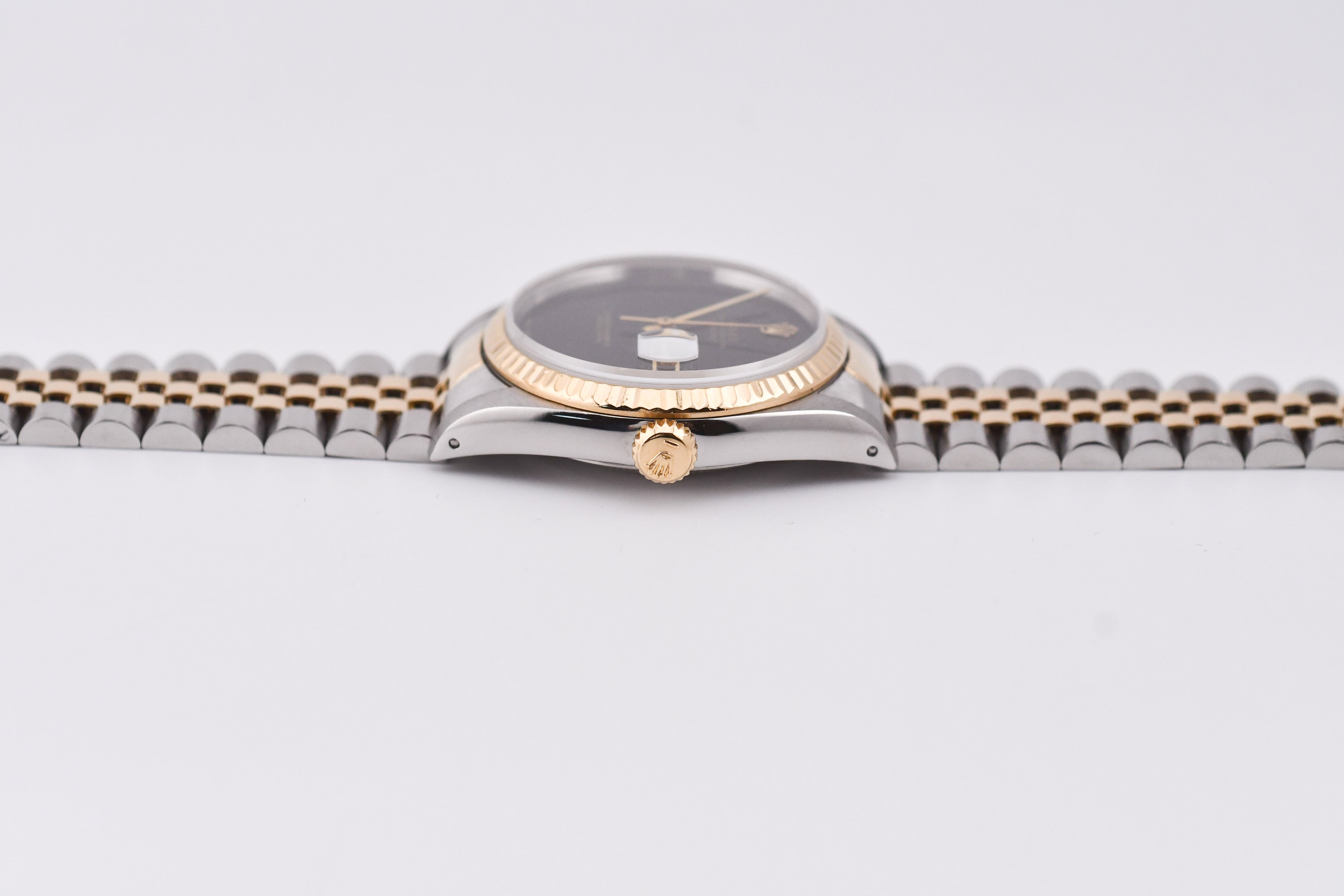 Rolex Datejust 36mm Ref 16233 Yellow Gold Bezel Custom Onyx Dial