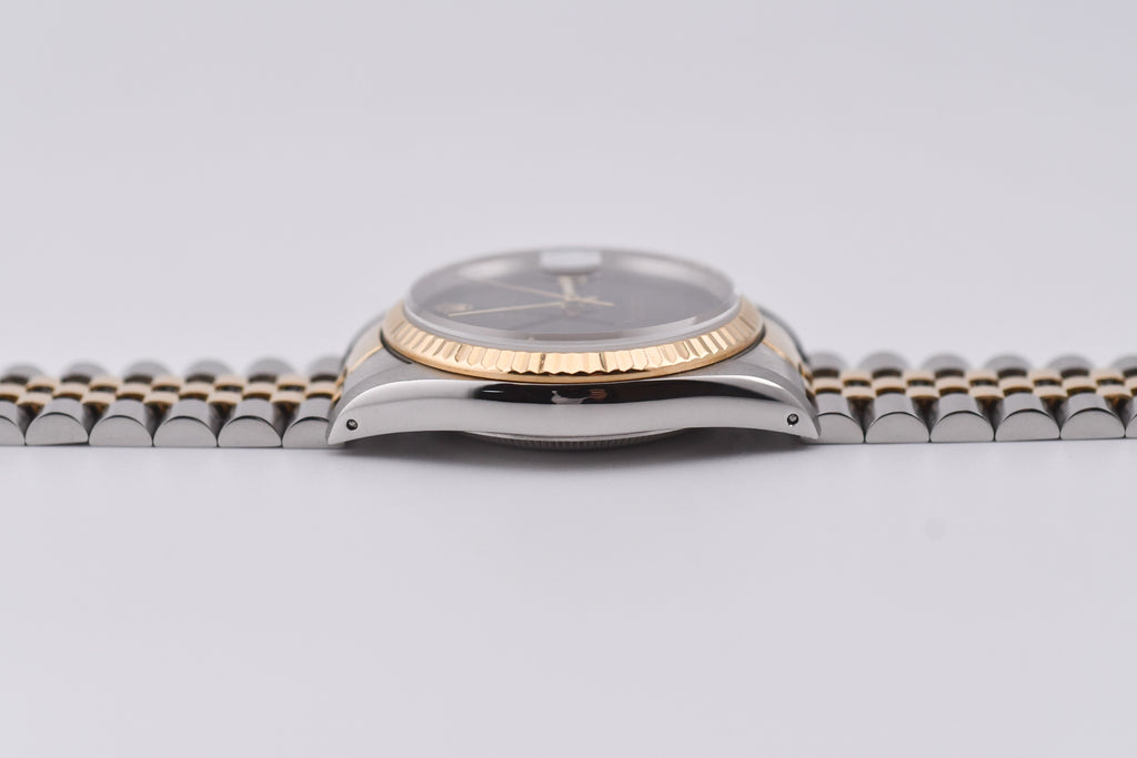 Rolex Datejust 36mm Ref 16233 Yellow Gold Bezel Custom Onyx Dial