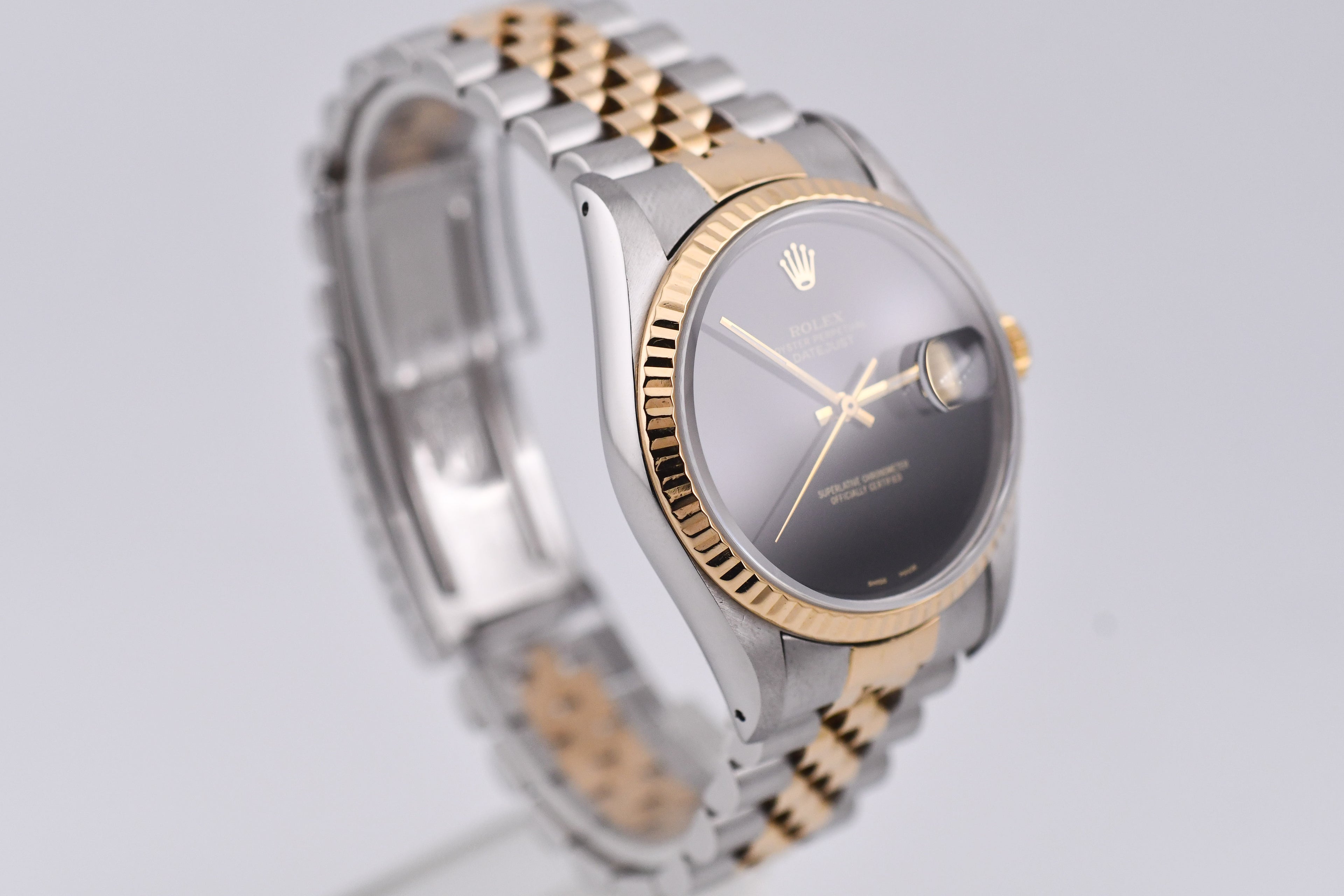 Rolex Datejust 36mm Ref 16233 Yellow Gold Bezel Custom Onyx Dial
