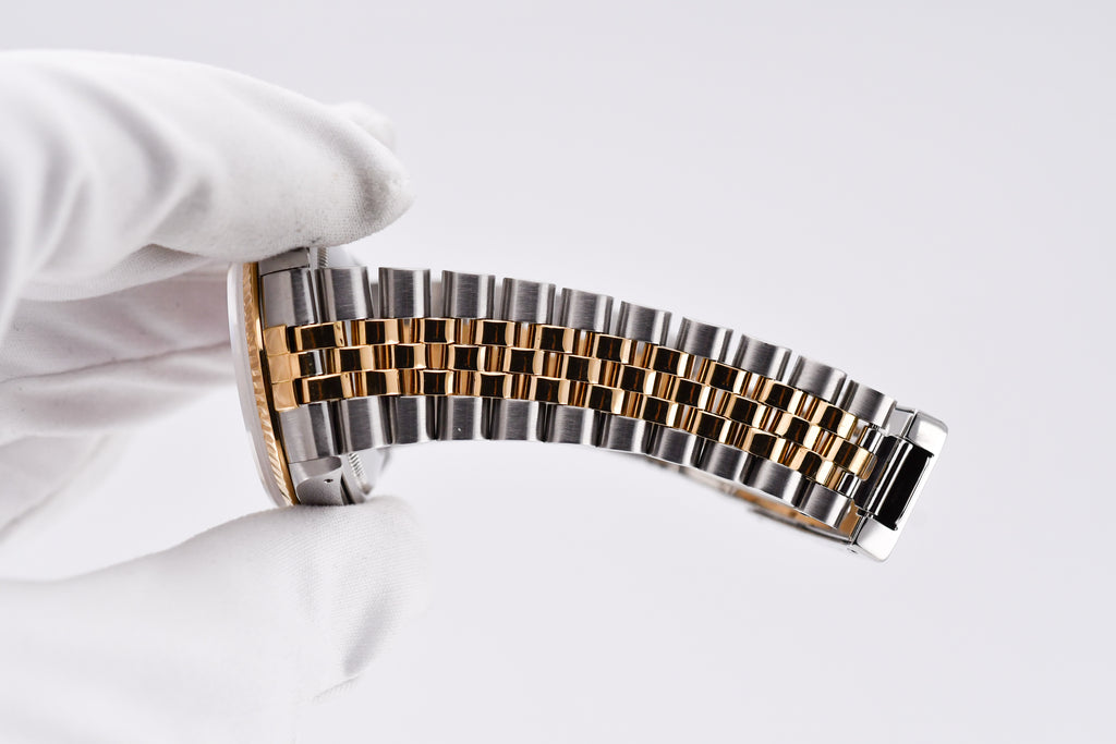 Rolex Datejust 36mm Ref 16233 Yellow Gold Bezel Custom Pink Mother of Pearl Diamond Dial