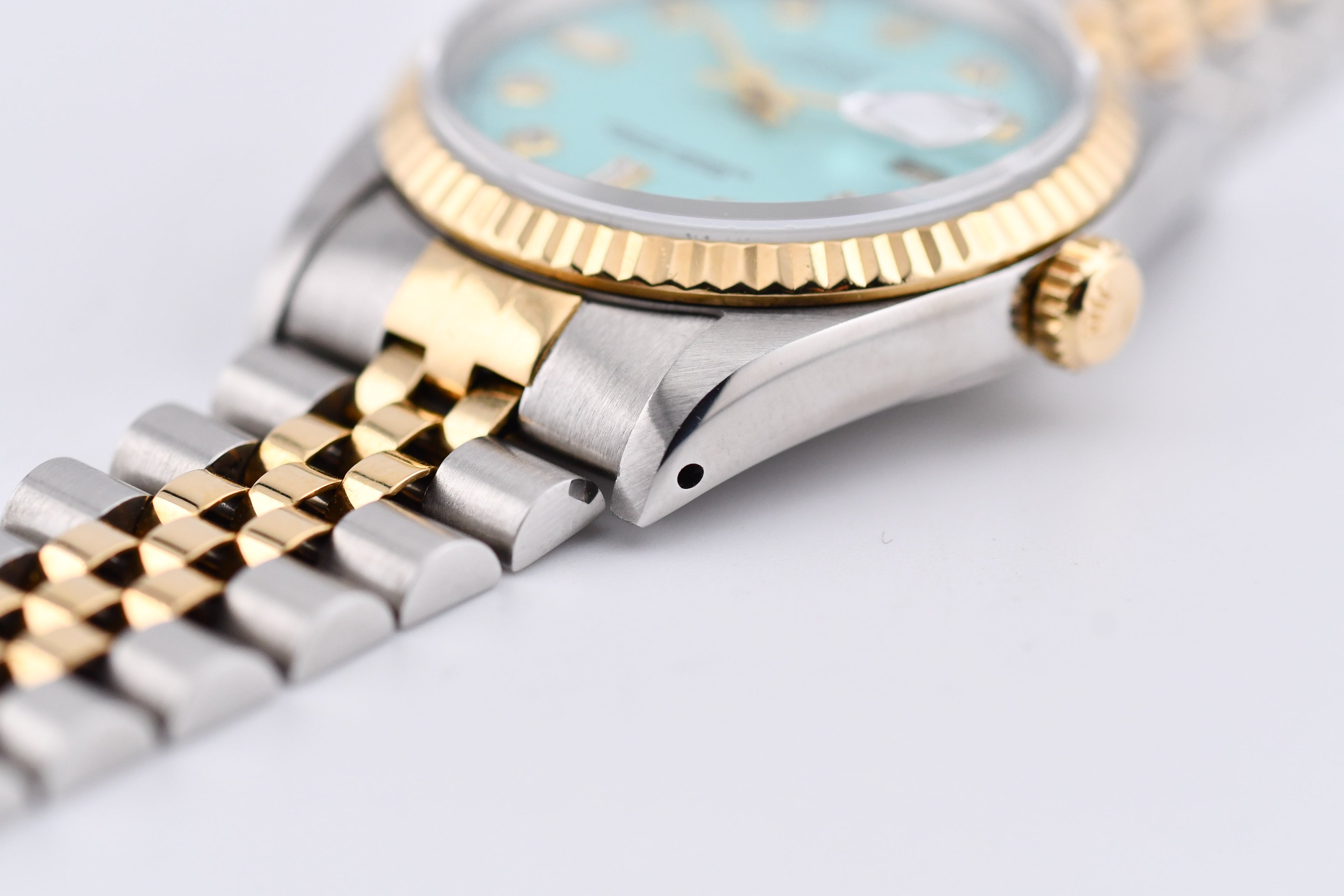 Rolex Datejust 36mm Ref 16233 Yellow Gold Bezel Custom Tiffany Baguette Diamond Dial