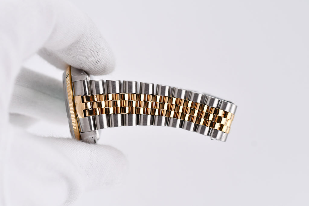Rolex Datejust 36mm Ref 16233 Yellow Gold Bezel Custom Tiffany Baguette Diamond Dial