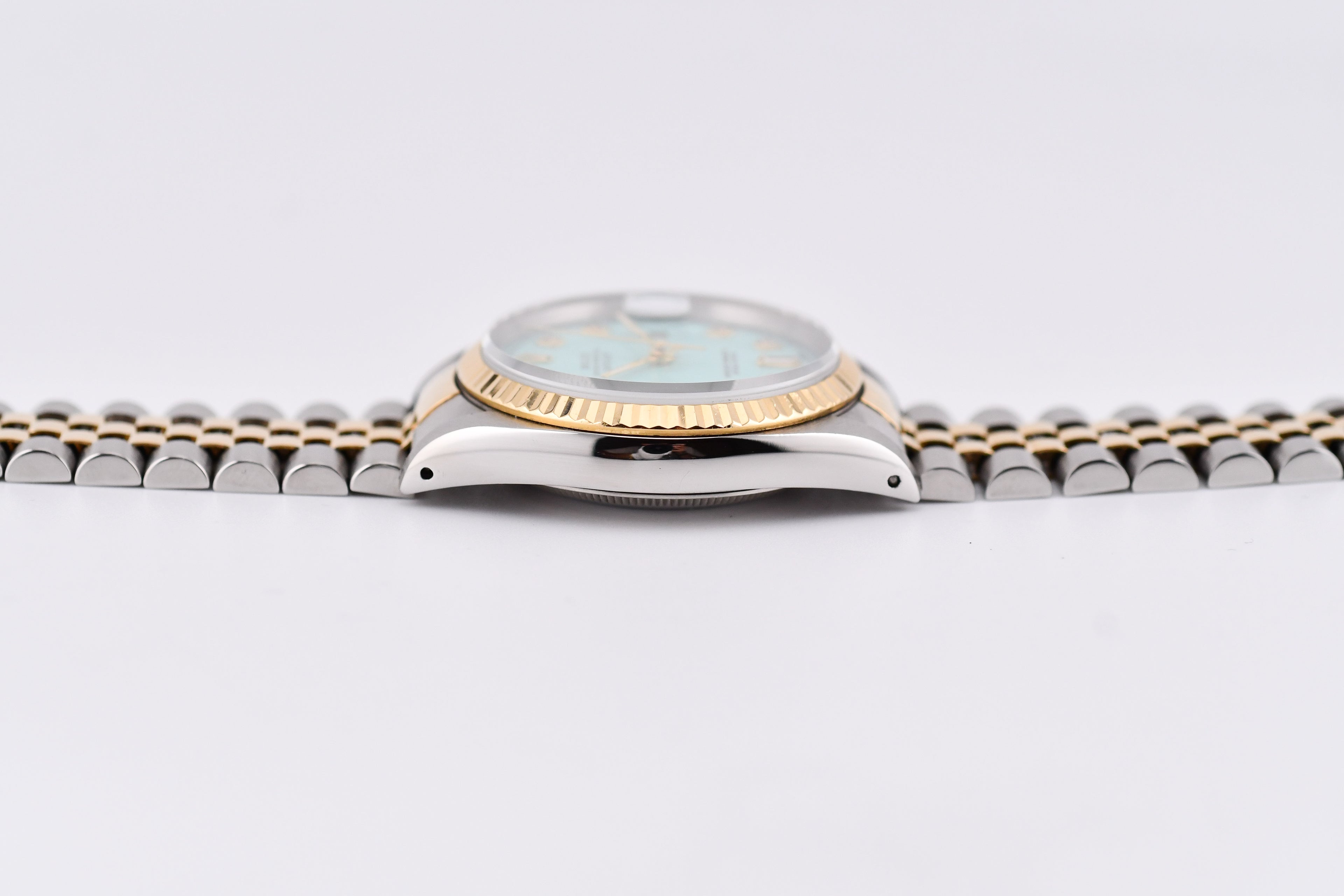 Rolex Datejust 36mm Ref 16233 Yellow Gold Bezel Custom Tiffany Baguette Diamond Dial
