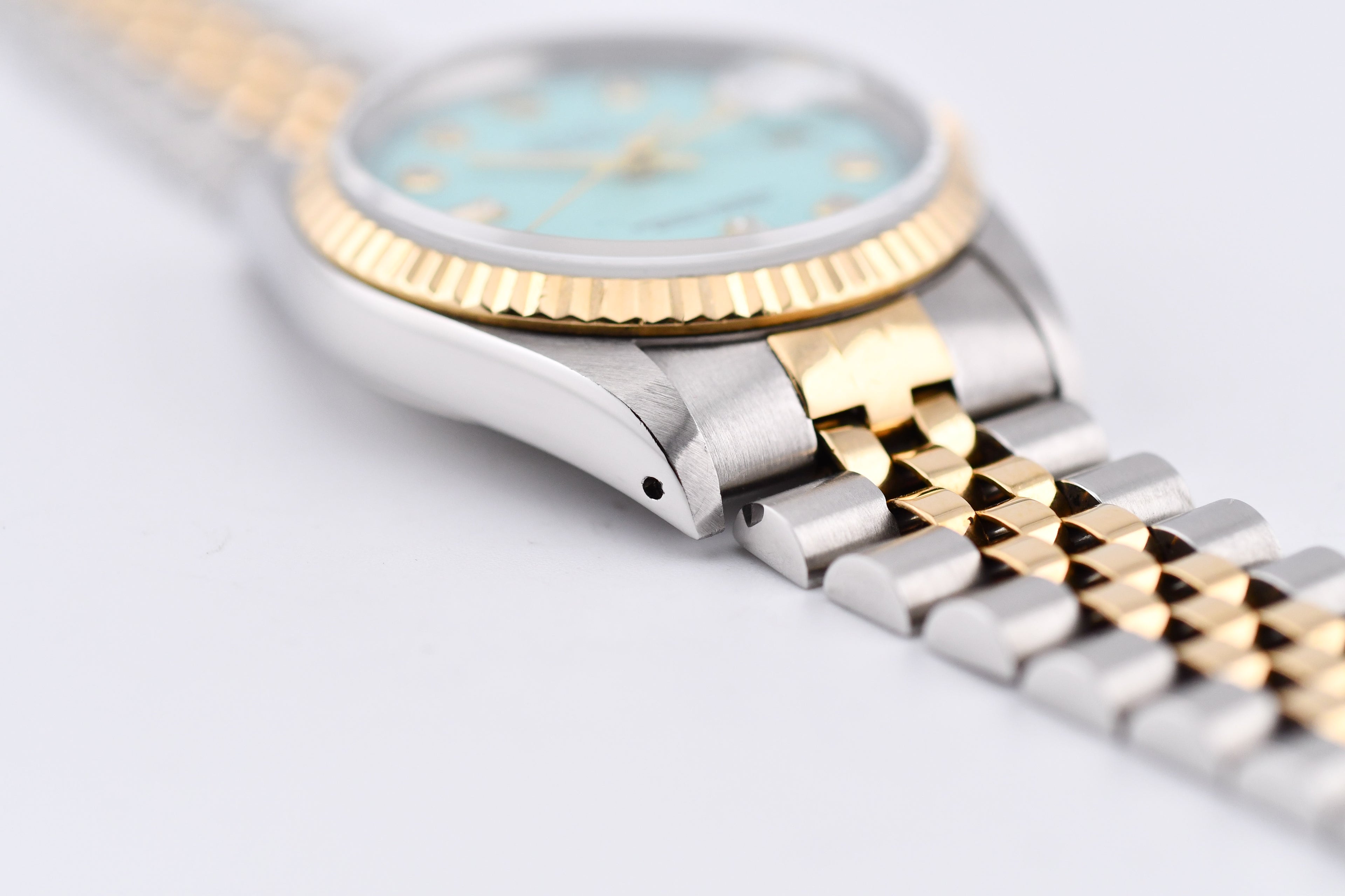 Rolex Datejust 36mm Ref 16233 Yellow Gold Bezel Custom Tiffany Baguette Diamond Dial