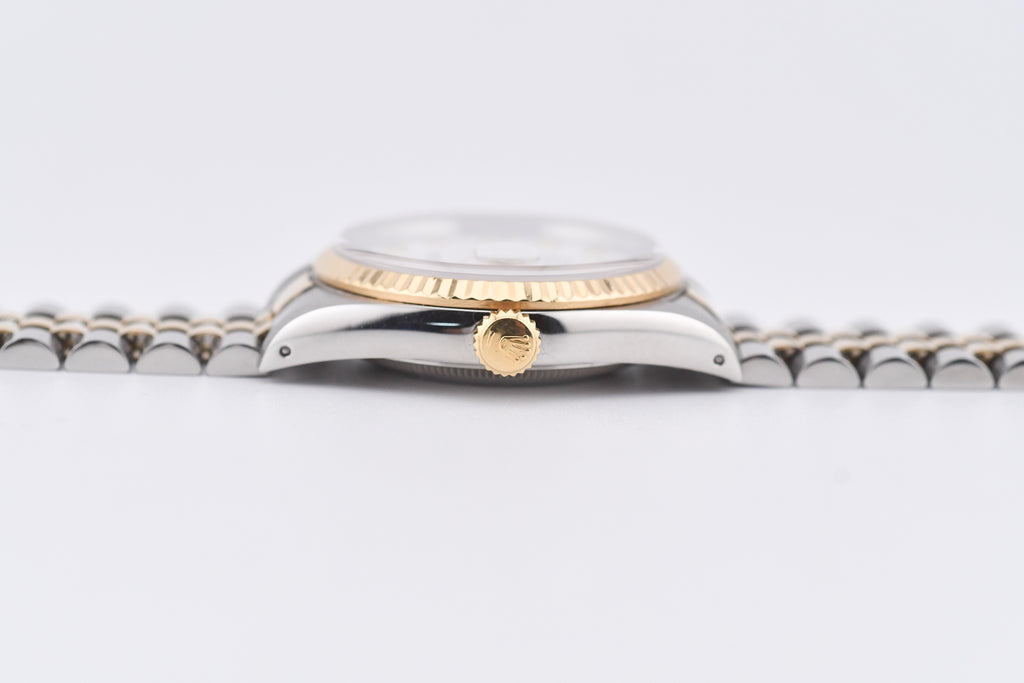Rolex Datejust 36mm Ref 16233 Yellow Gold Bezel Custom White Diamond Dial