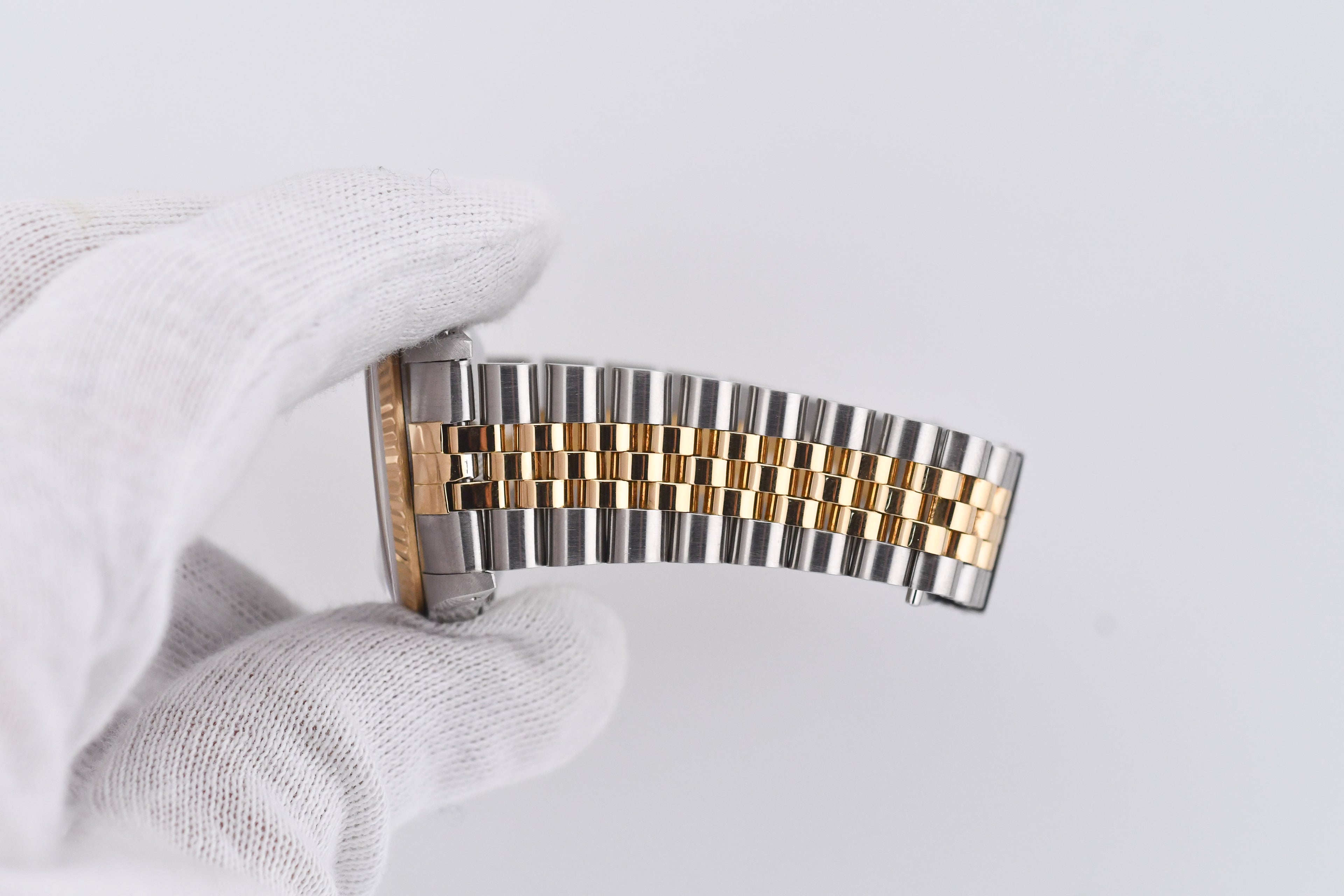 Rolex Datejust 36mm Ref 16233 Yellow Gold Bezel Custom White Diamond Dial