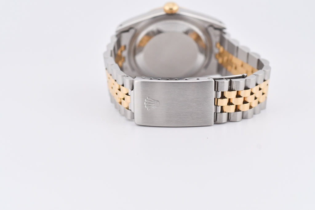 Rolex Datejust 36mm Ref 16233 Yellow Gold Bezel Custom White Diamond Dial