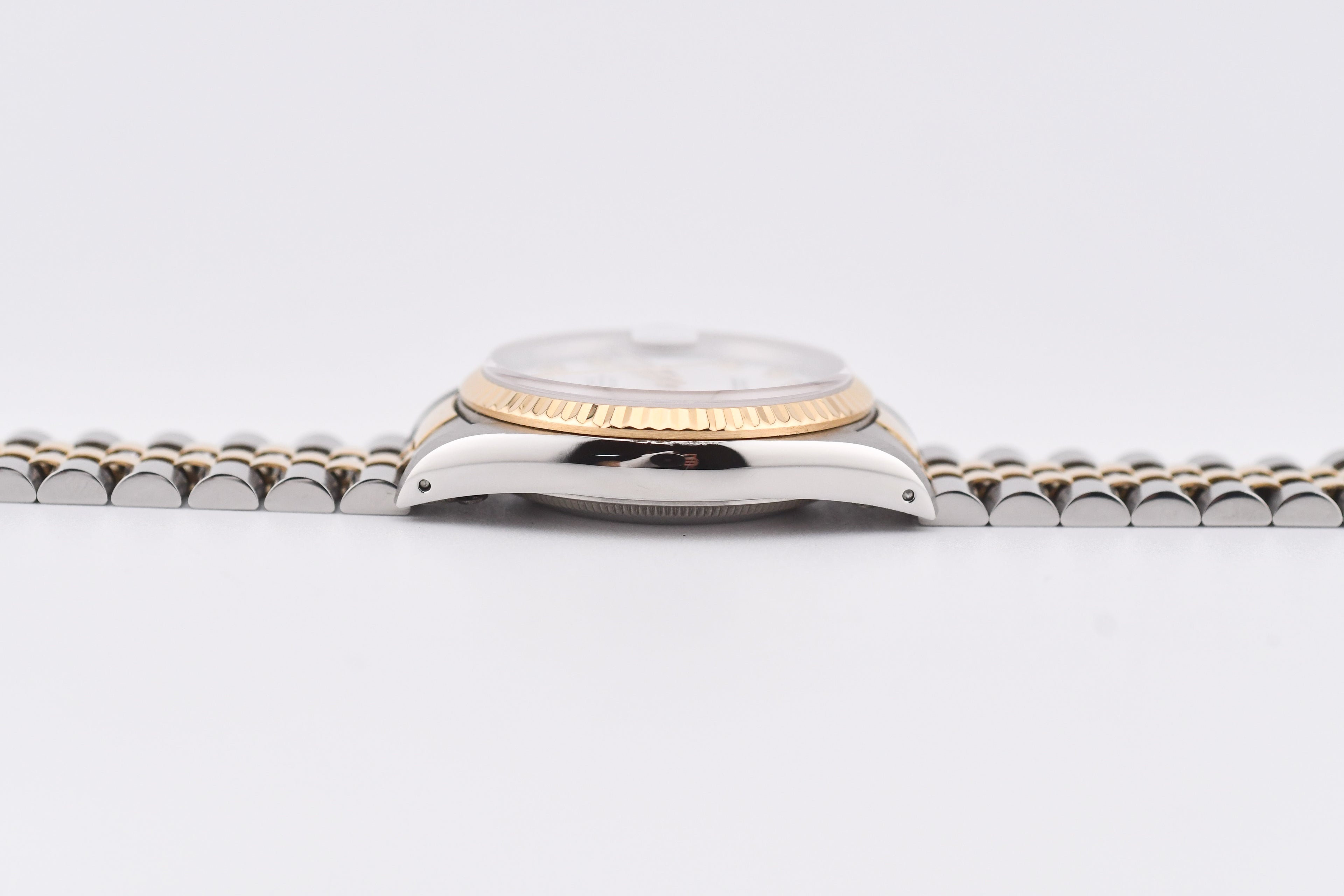 Rolex Datejust 36mm Ref 16233 Yellow Gold Bezel Custom White Diamond Dial
