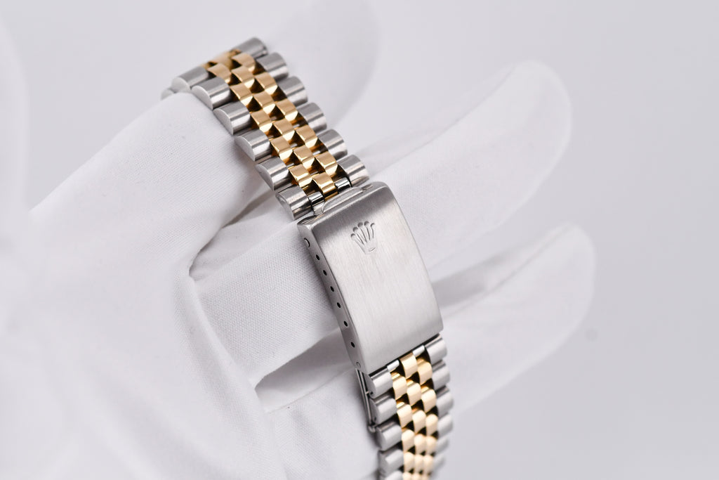Rolex Datejust 36mm Ref 16233 Yellow Gold Bezel Custom White Mother of Pearl Diamond Dial Roman Diamond 6&9