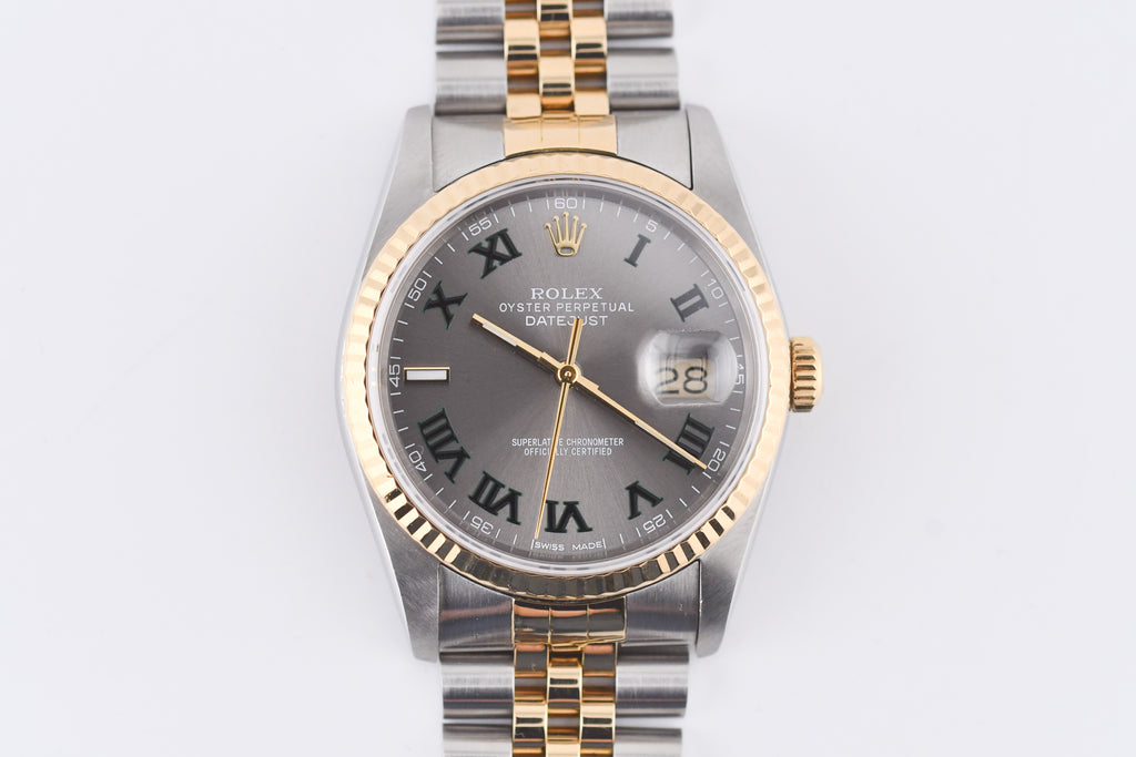 Rolex Datejust 36mm Ref 16233 Yellow Gold Bezel Custom Wimbledon Dial