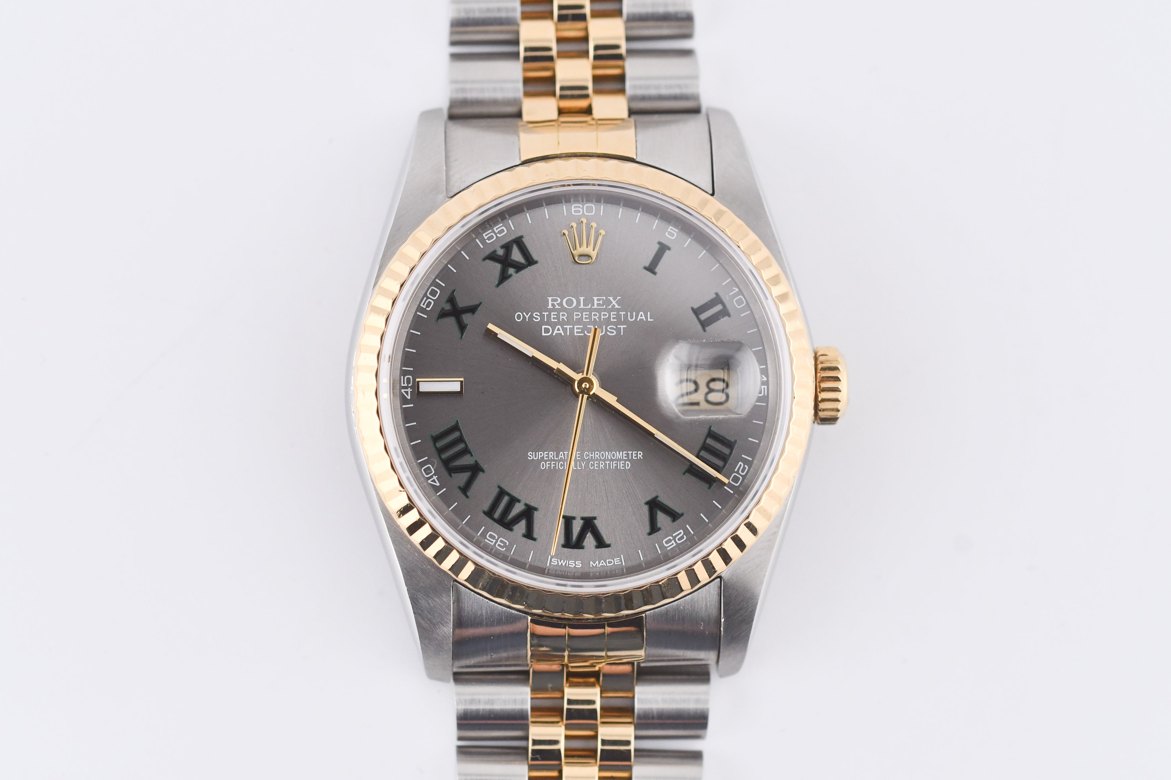 Rolex Datejust 36mm Ref 16233 Yellow Gold Bezel Custom Wimbledon Dial