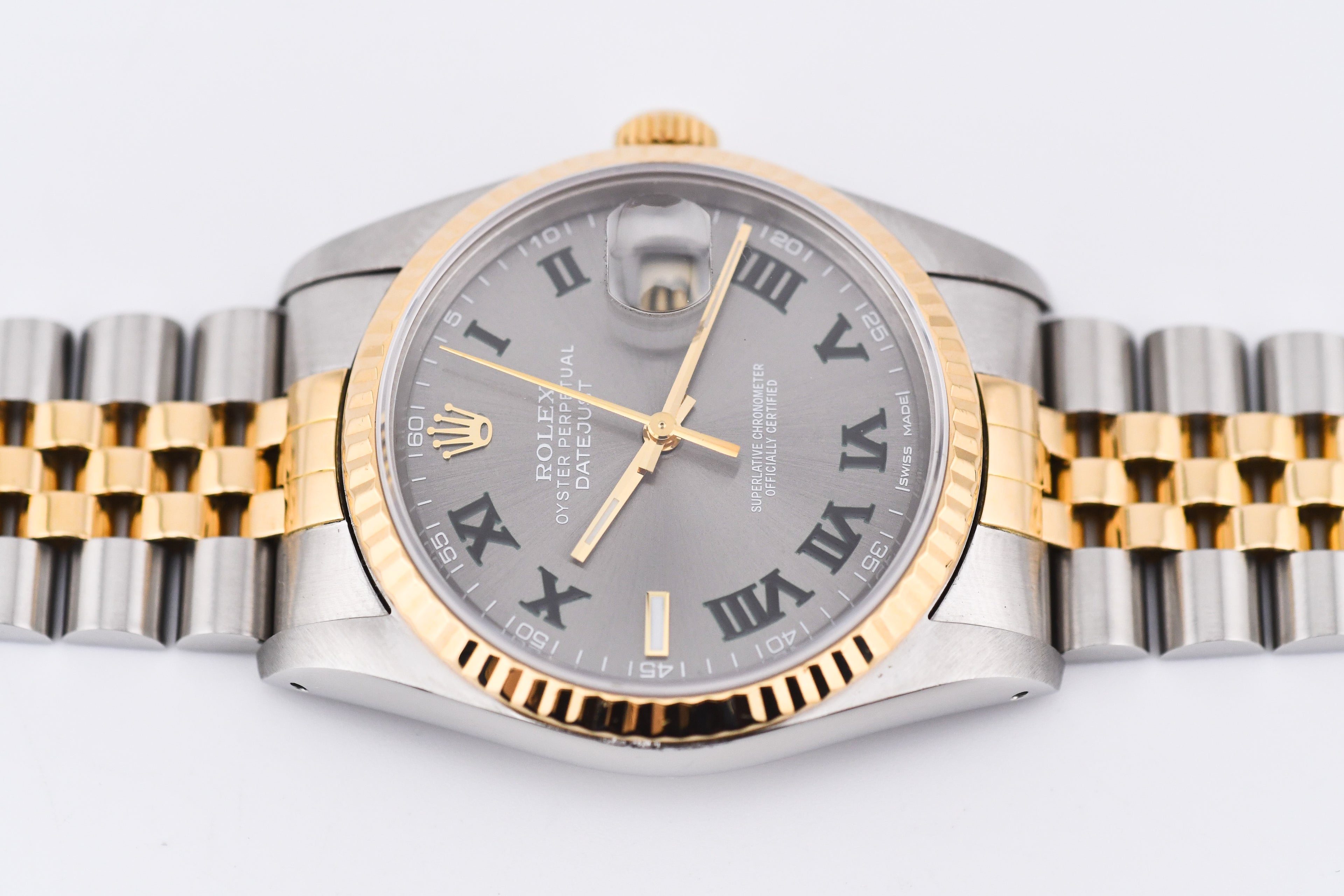 Rolex Datejust 36mm Ref 16233 Yellow Gold Bezel Custom Wimbledon Dial
