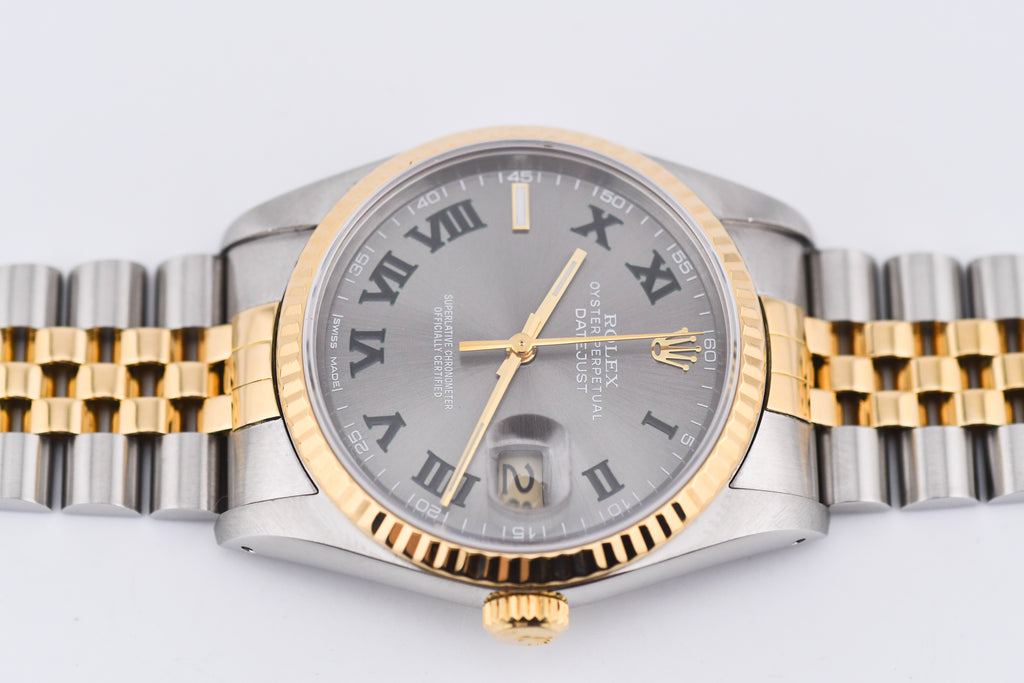 Rolex Datejust 36mm Ref 16233 Yellow Gold Bezel Custom Wimbledon Dial