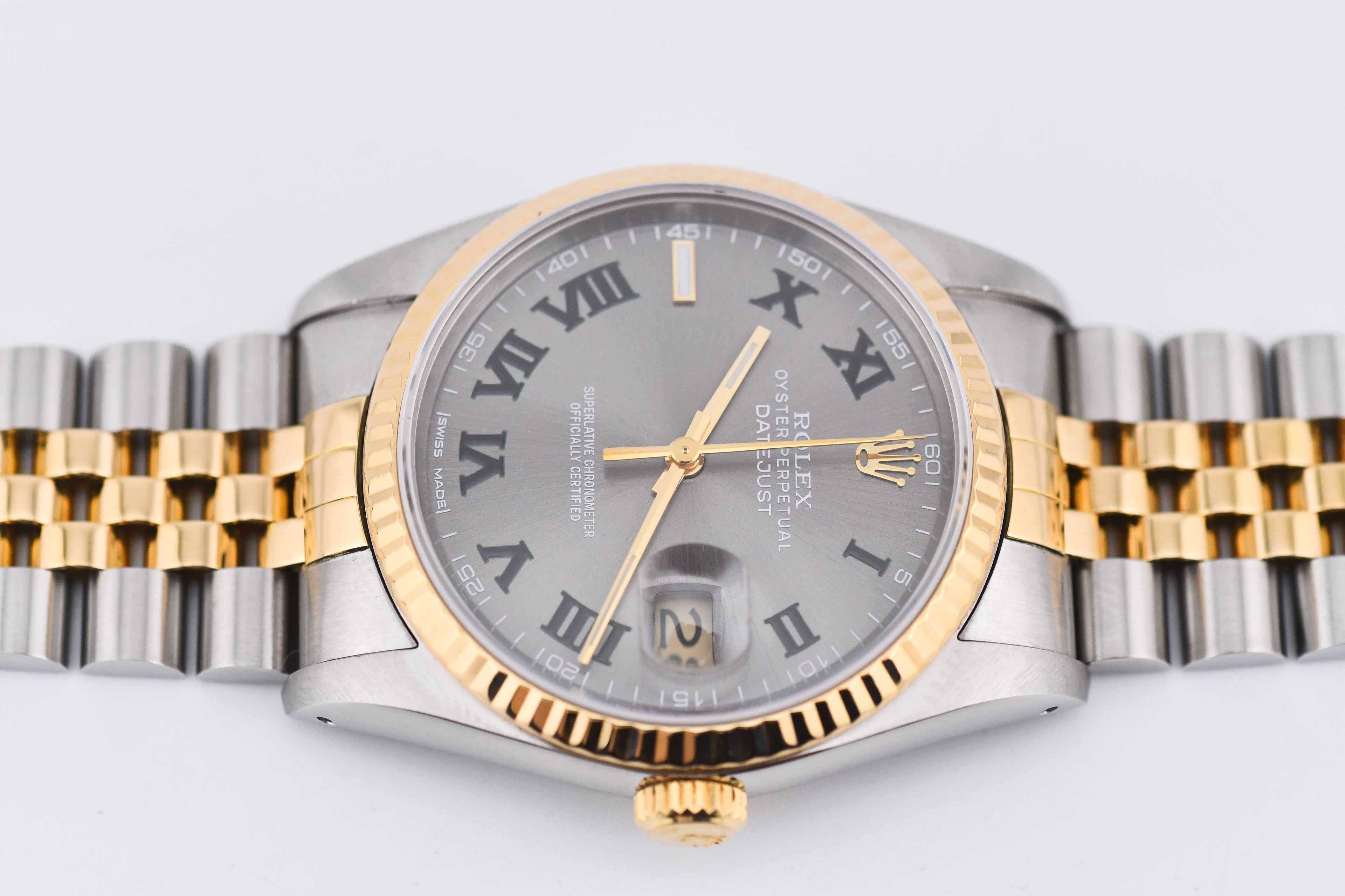 Rolex Datejust 36mm Ref 16233 Yellow Gold Bezel Custom Wimbledon Dial