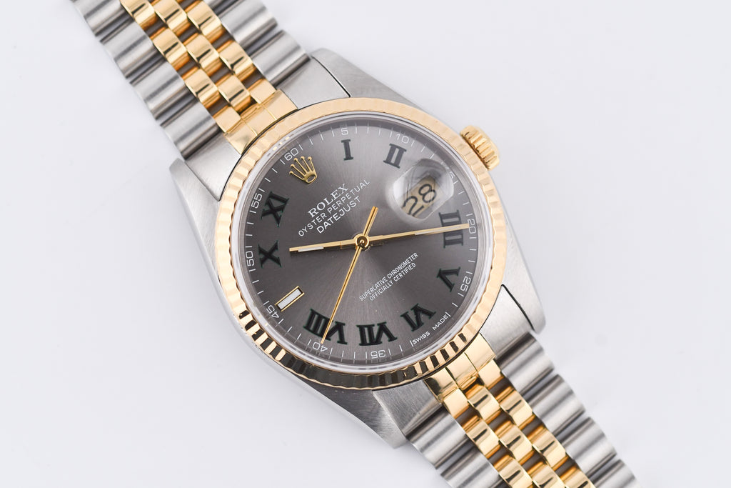 Rolex Datejust 36mm Ref 16233 Yellow Gold Bezel Custom Wimbledon Dial