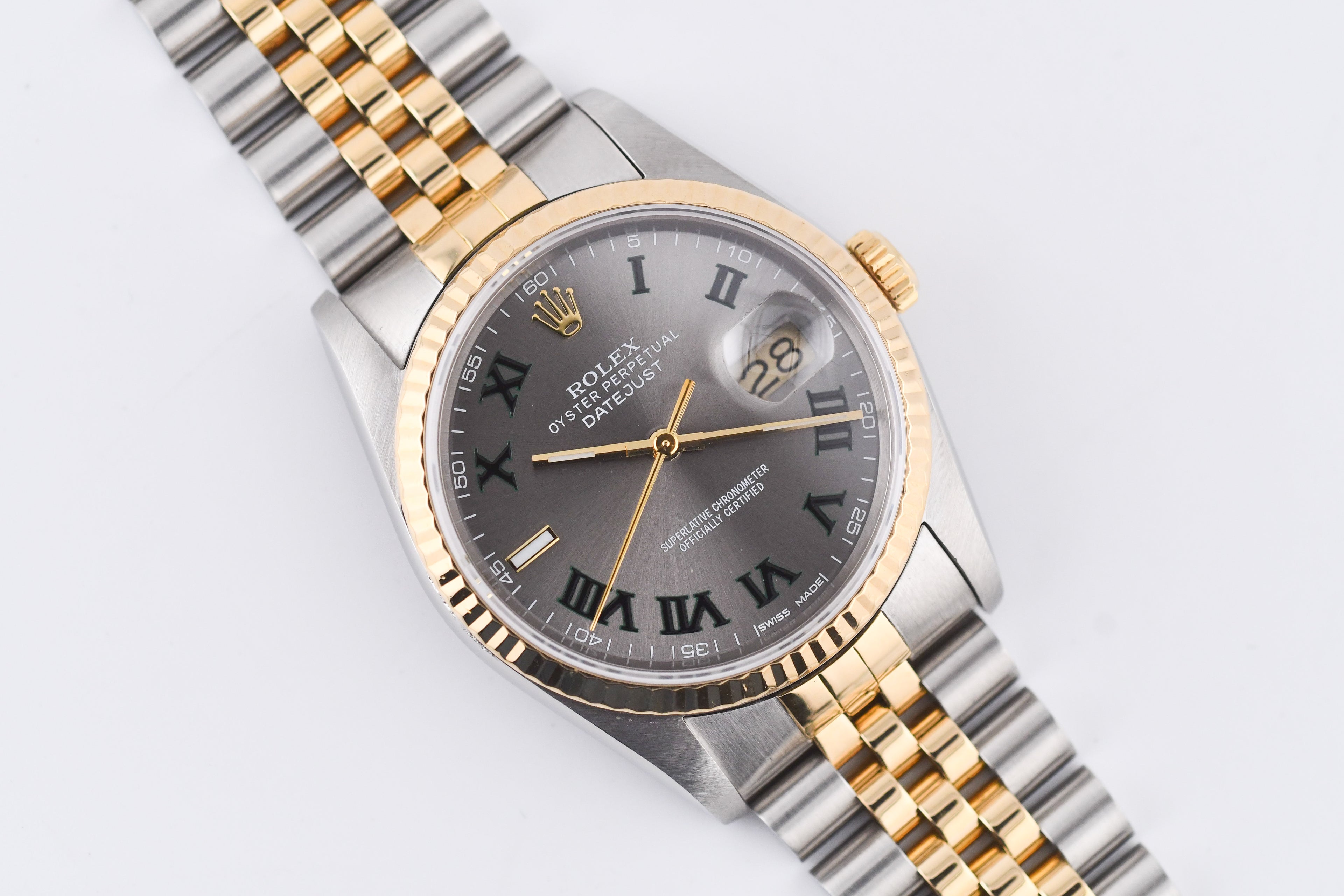 Rolex Datejust 36mm Ref 16233 Yellow Gold Bezel Custom Wimbledon Dial