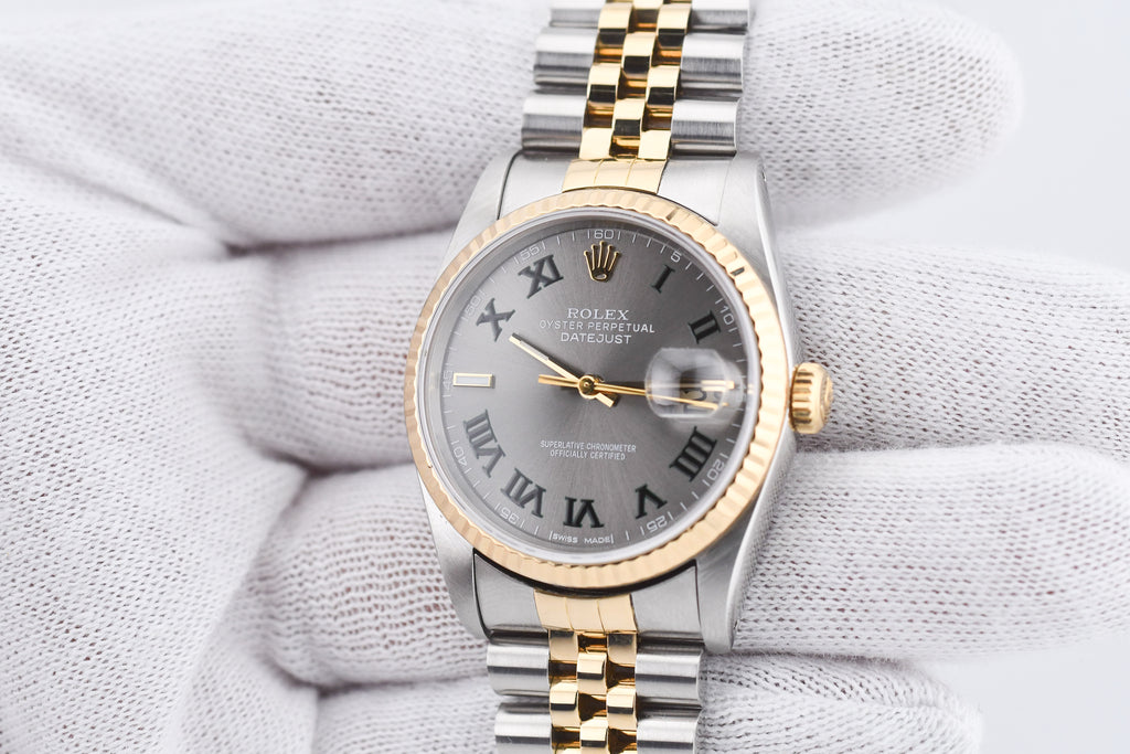Rolex Datejust 36mm Ref 16233 Yellow Gold Bezel Custom Wimbledon Dial
