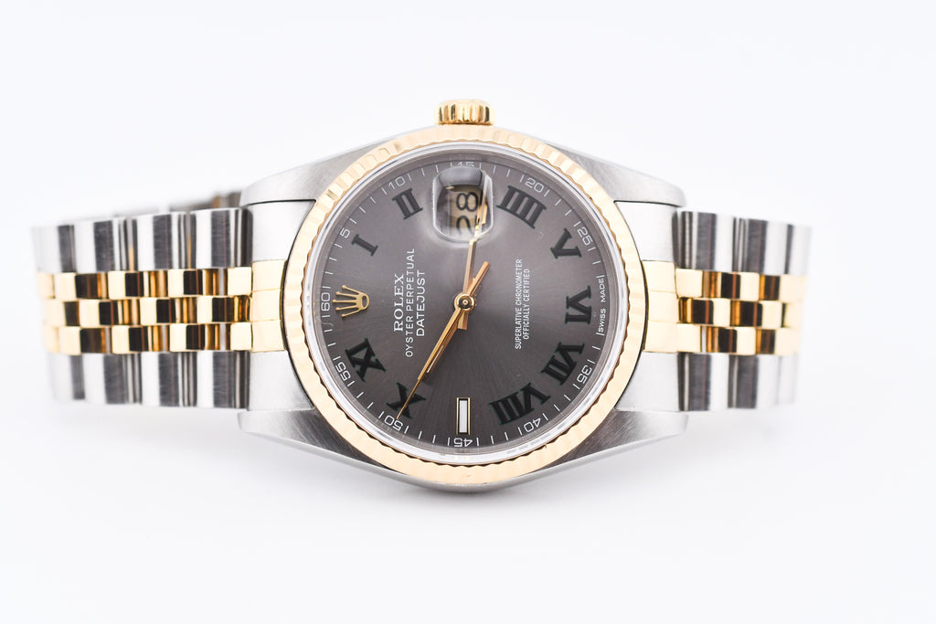 Rolex Datejust 36mm Ref 16233 Yellow Gold Bezel Custom Wimbledon Dial