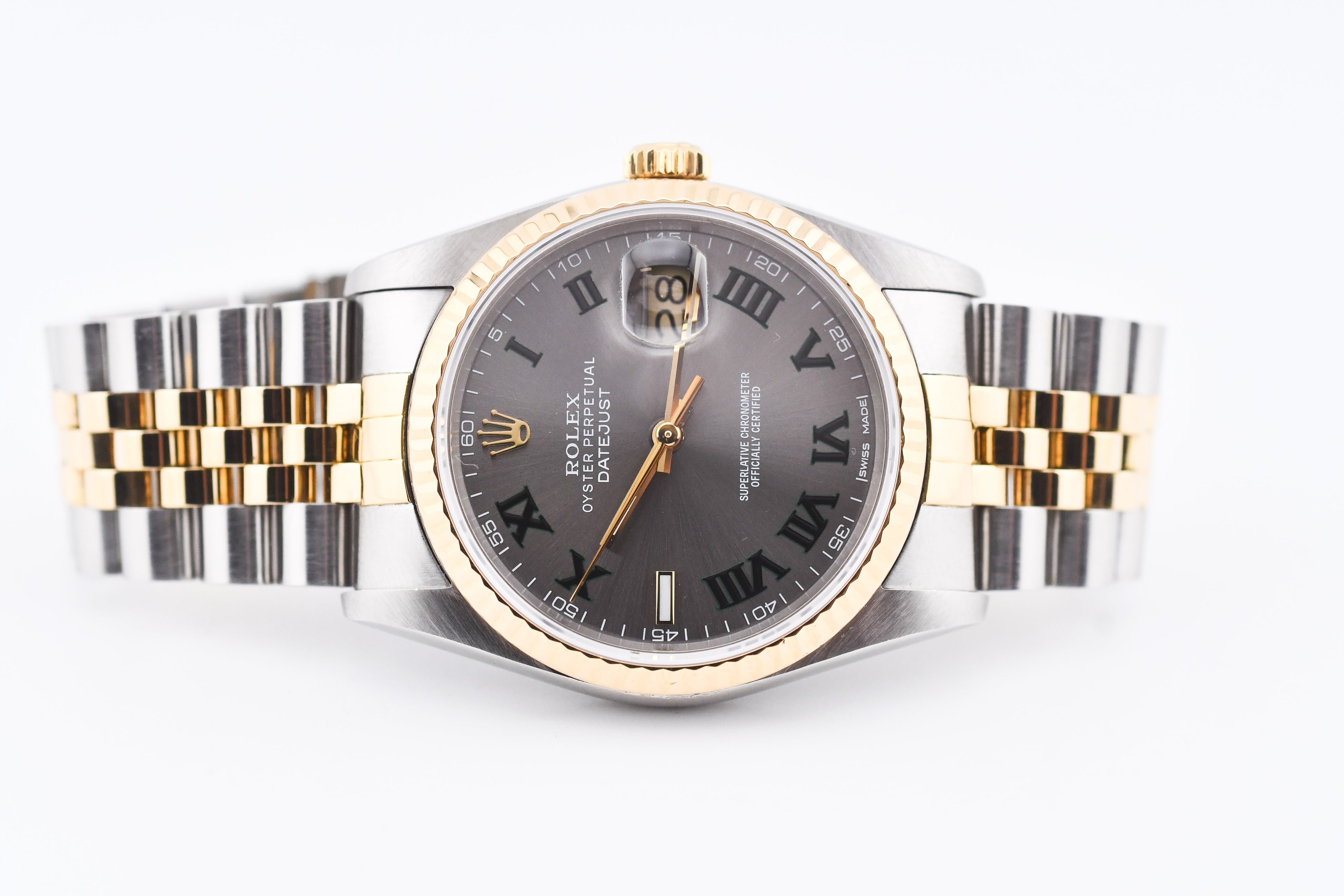 Rolex Datejust 36mm Ref 16233 Yellow Gold Bezel Custom Wimbledon Dial