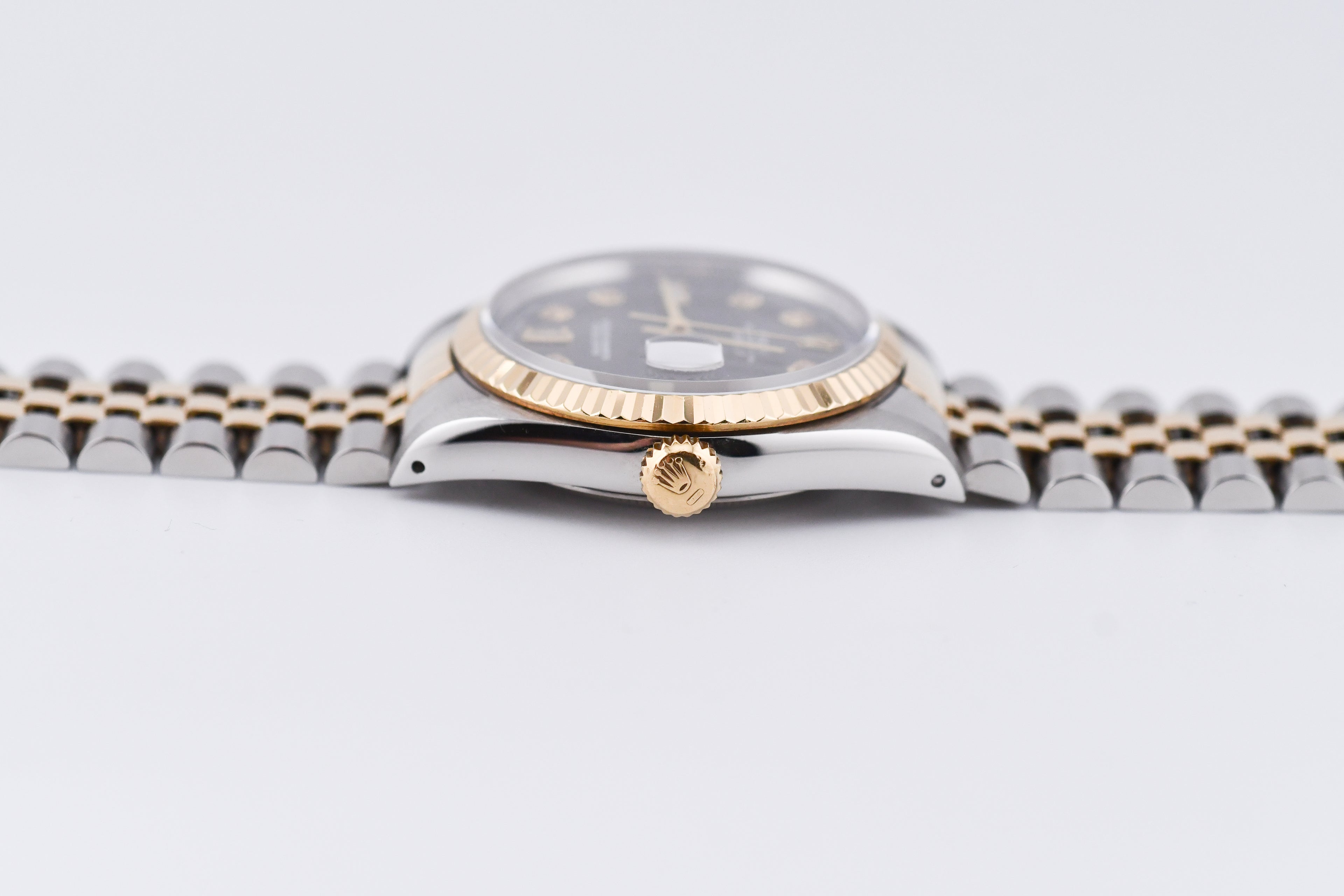 Rolex Datejust 36mm Ref 16233 Yellow Gold Bezel Grey Baguette Dial