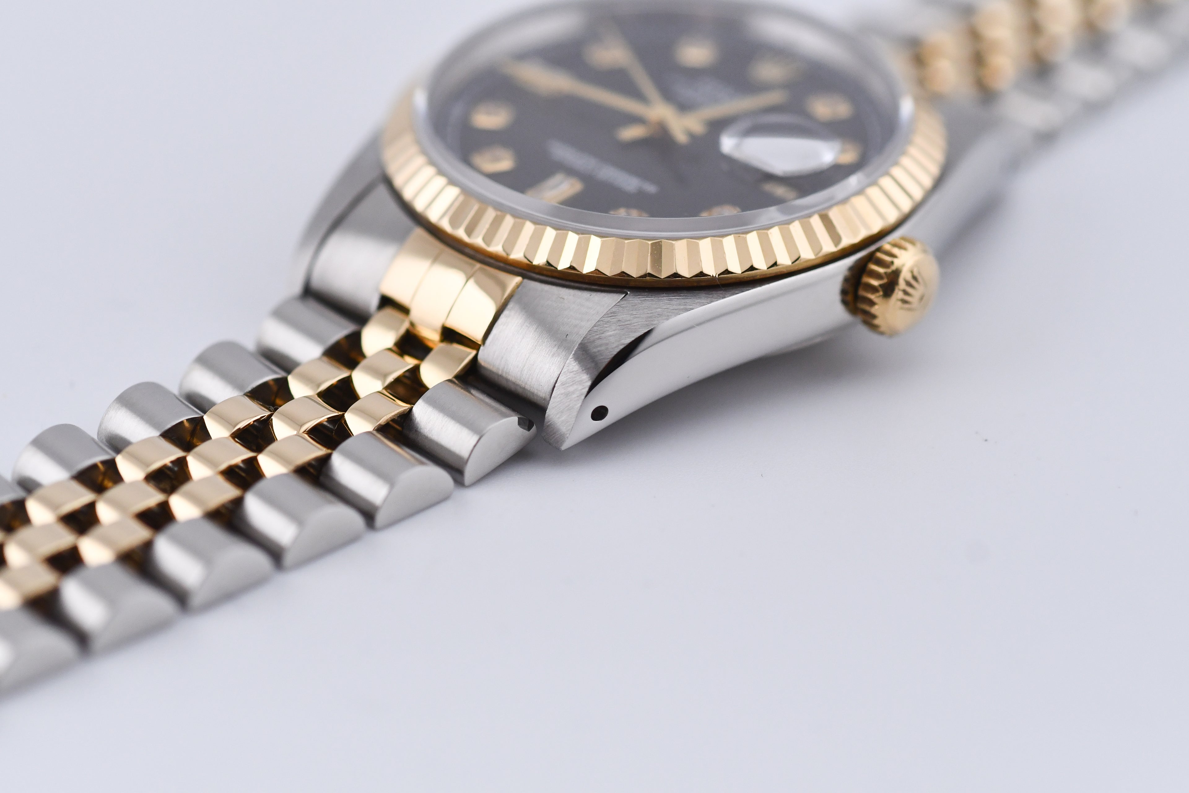 Rolex Datejust 36mm Ref 16233 Yellow Gold Bezel Grey Baguette Dial