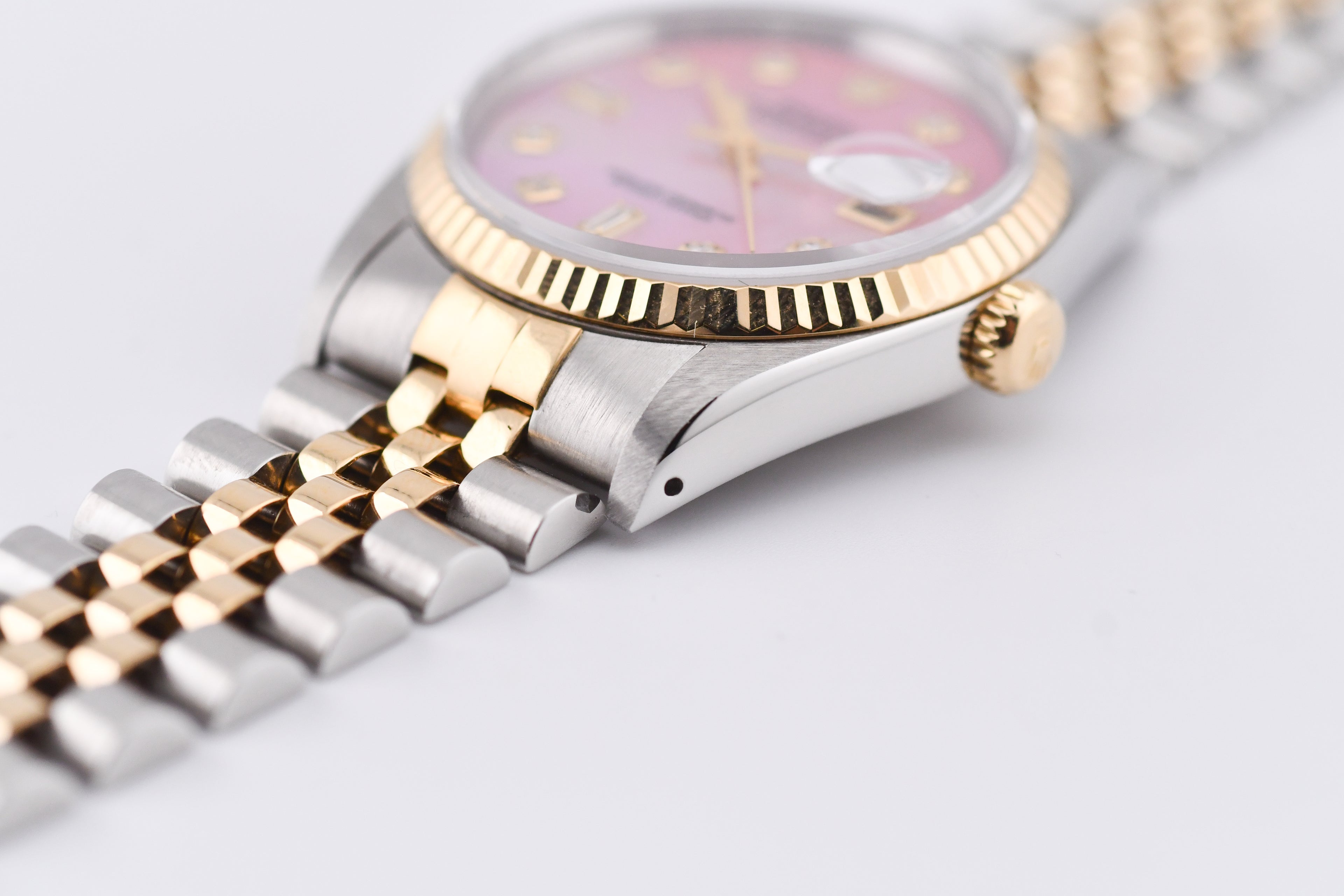 Rolex Datejust 36mm Ref 16233 Yellow Gold Bezel Pink Baguette Mother of Pearl Dial