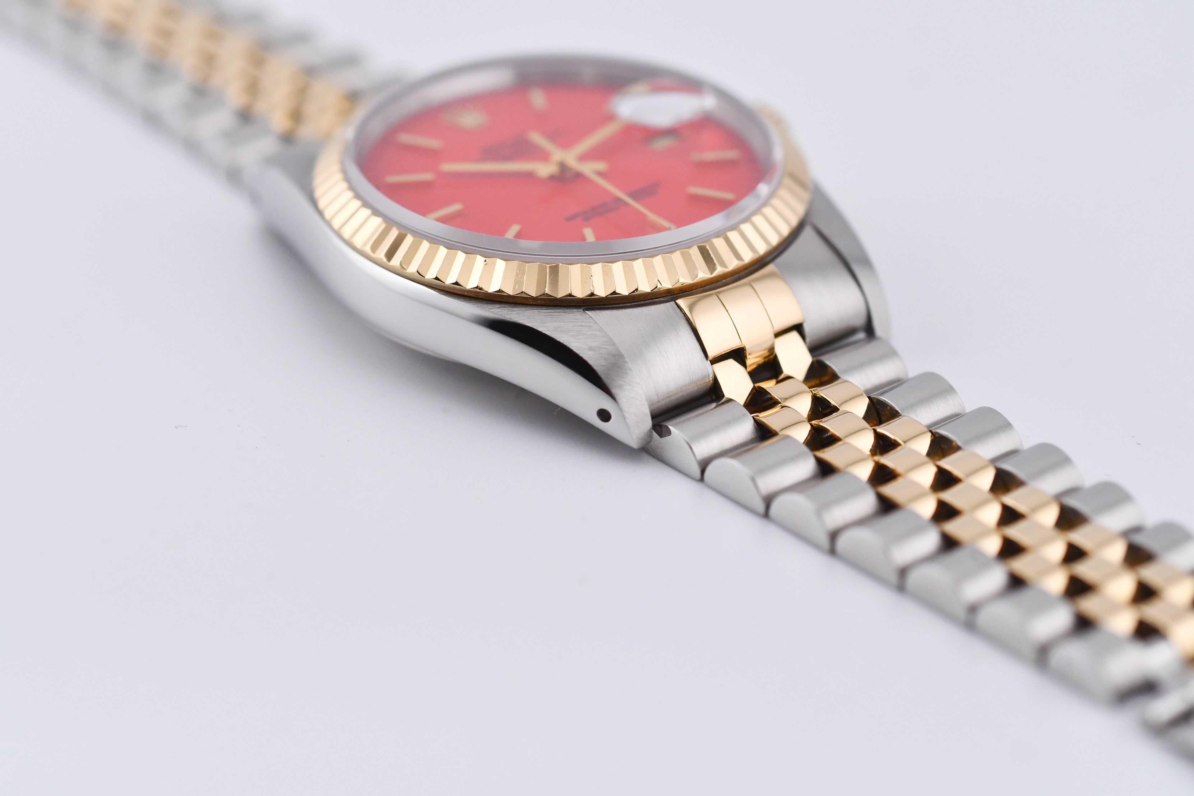 Rolex Datejust 36mm Ref 16233 Yellow Gold Bezel Red Stick Dial