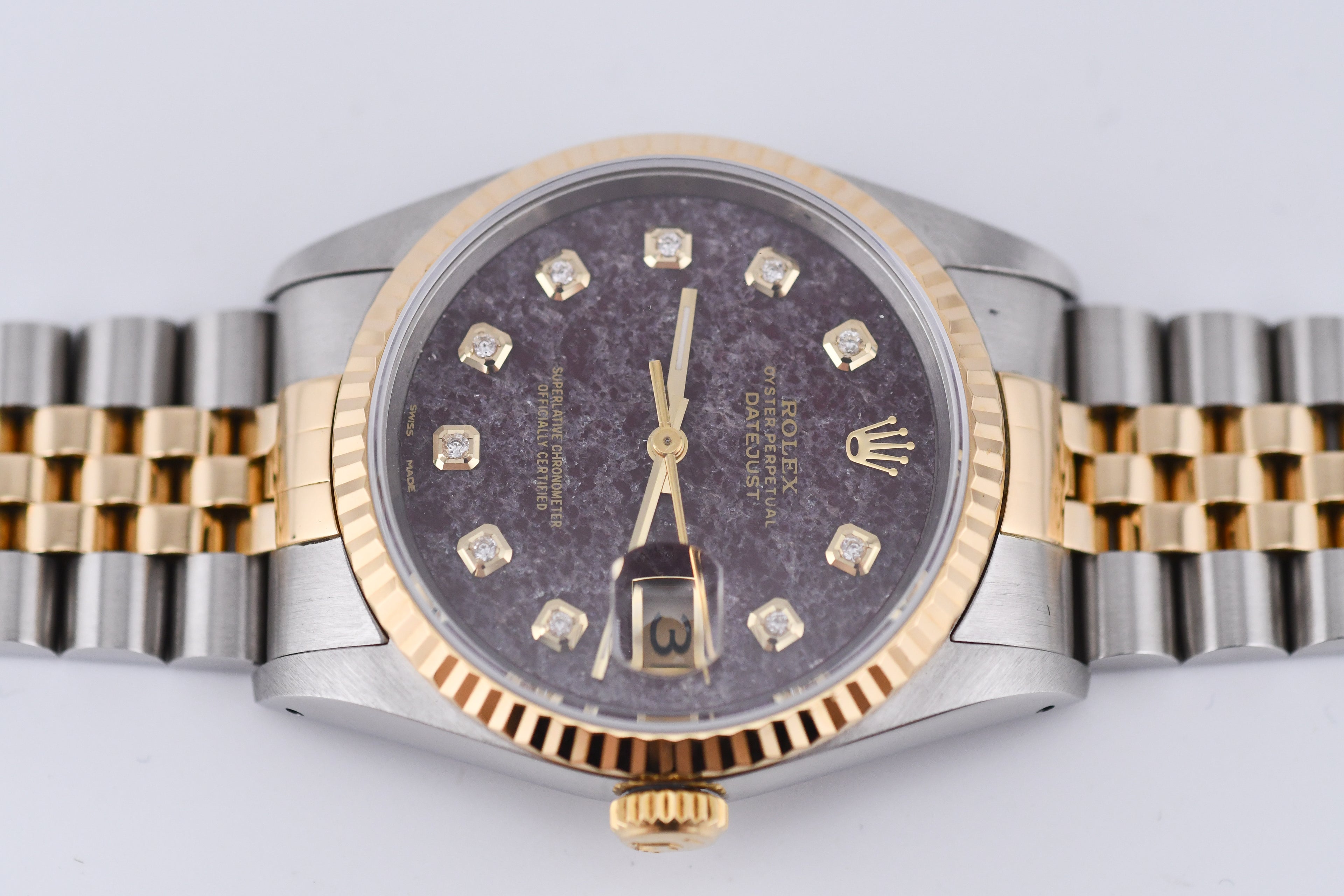 Rolex Datejust 36mm Ref 16233 Yellow Gold Bezel Rubellite Diamond Dial