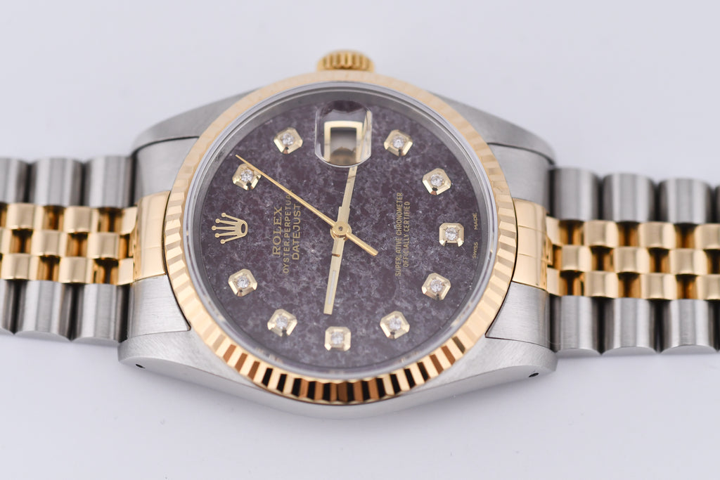 Rolex Datejust 36mm Ref 16233 Yellow Gold Bezel Rubellite Diamond Dial