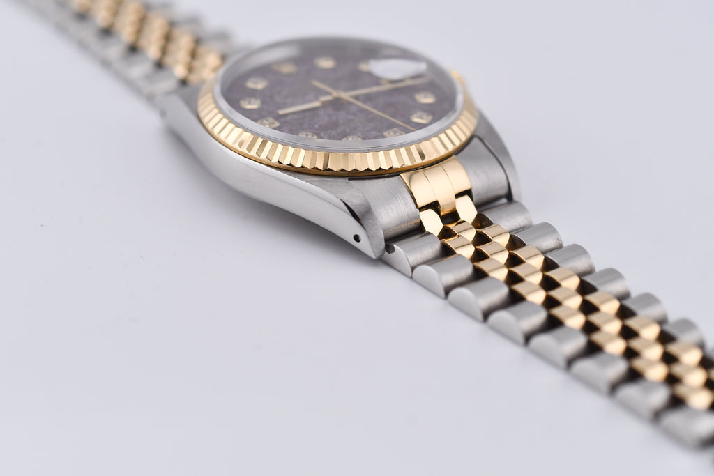Rolex Datejust 36mm Ref 16233 Yellow Gold Bezel Rubellite Diamond Dial