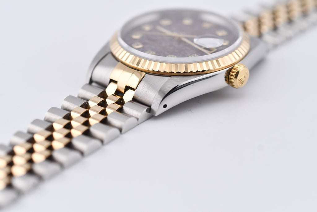 Rolex Datejust 36mm Ref 16233 Yellow Gold Bezel Rubellite Diamond Dial