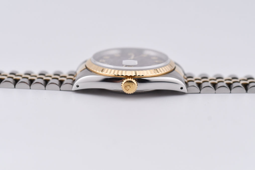 Rolex Datejust 36mm Ref 16233 Yellow Gold Bezel Rubellite Diamond Dial
