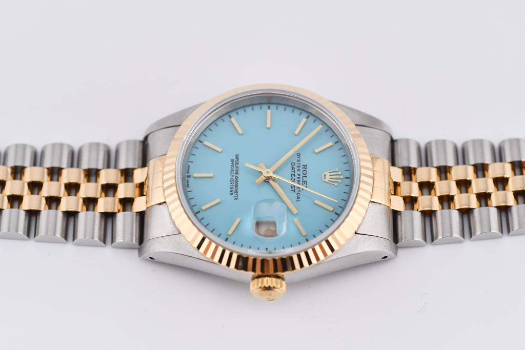 Rolex Datejust 36mm Ref 16233 Yellow Gold Bezel Turquoise stick Dial