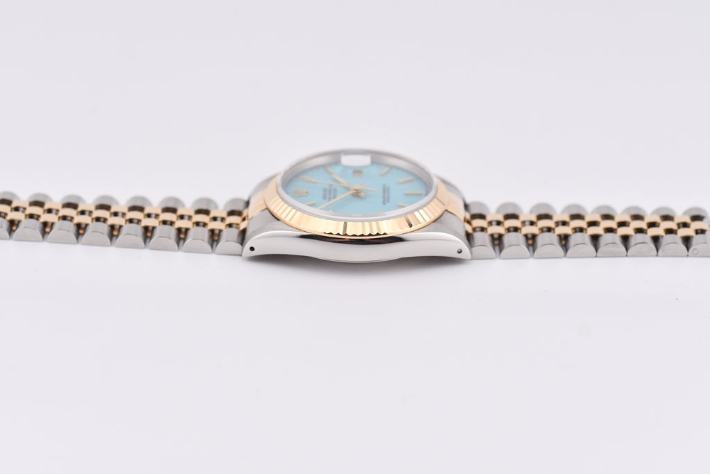 Rolex Datejust 36mm Ref 16233 Yellow Gold Bezel Turquoise stick Dial