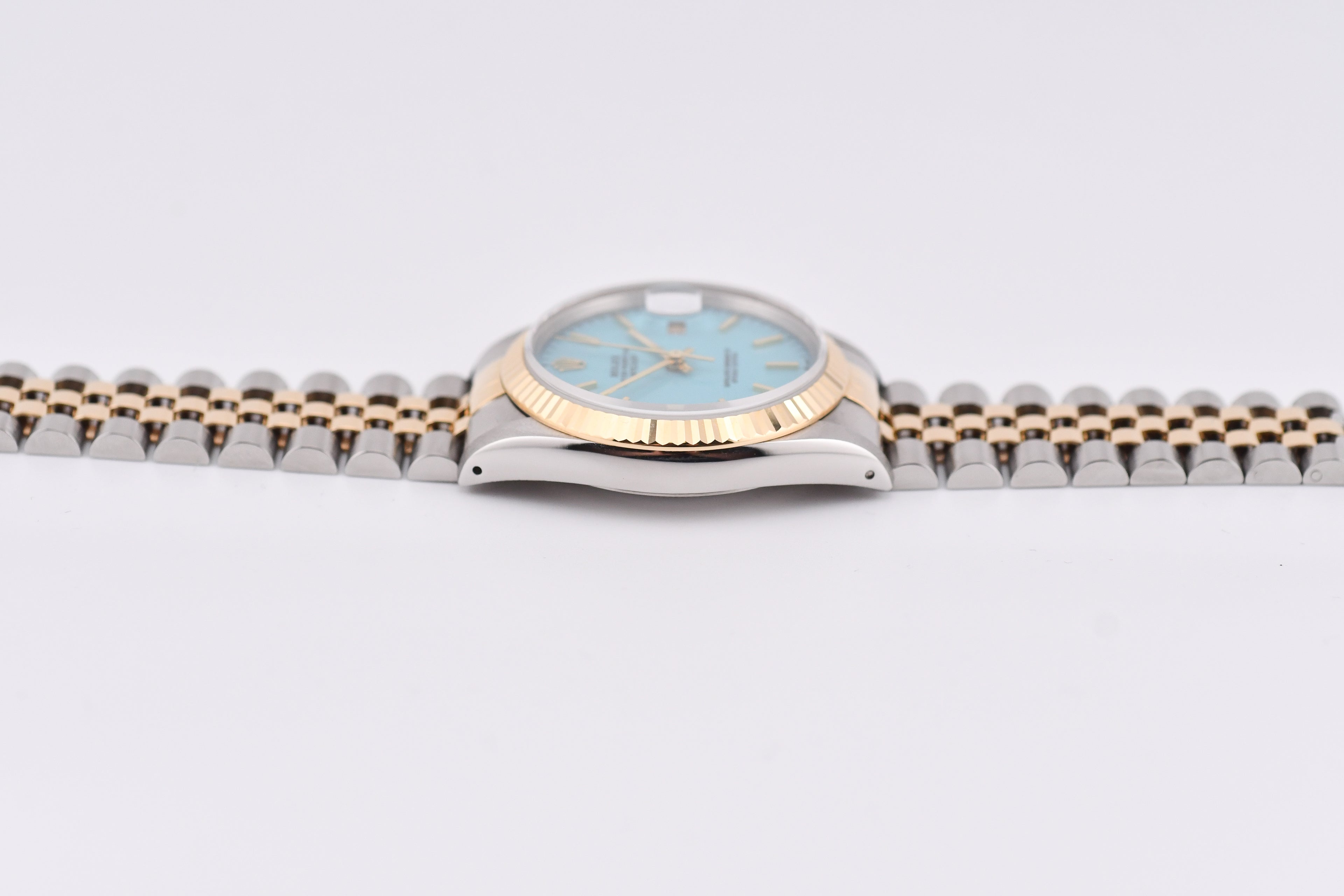 Rolex Datejust 36mm Ref 16233 Yellow Gold Bezel Turquoise stick Dial