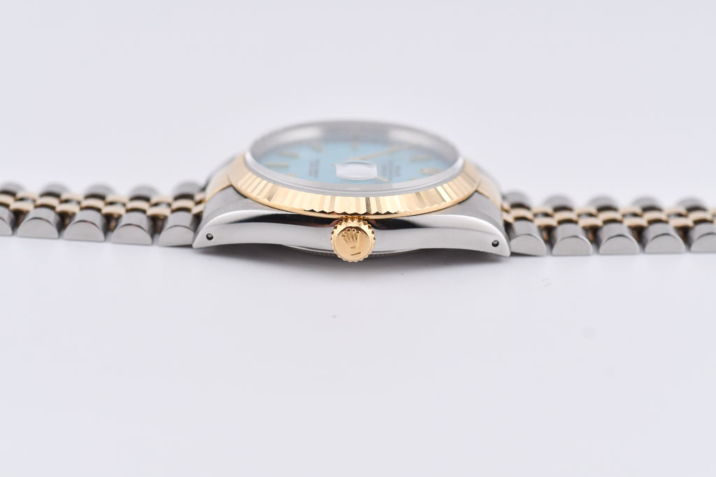 Rolex Datejust 36mm Ref 16233 Yellow Gold Bezel Turquoise stick Dial