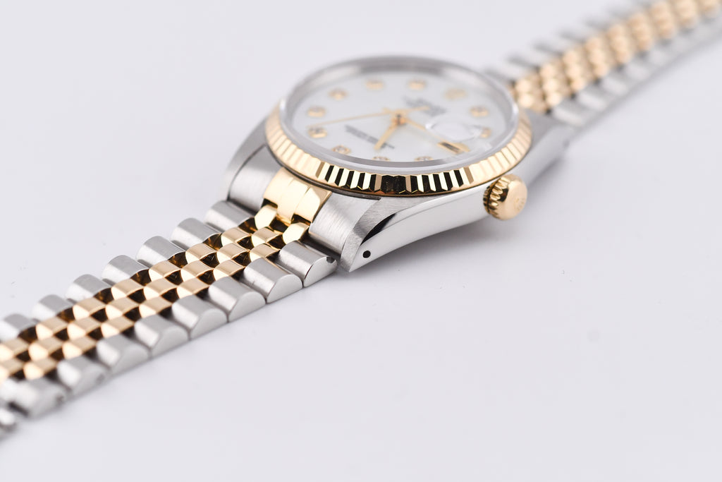 Rolex Datejust 36mm Ref 16233 Yellow Gold Bezel White Mother of Pearl Dial