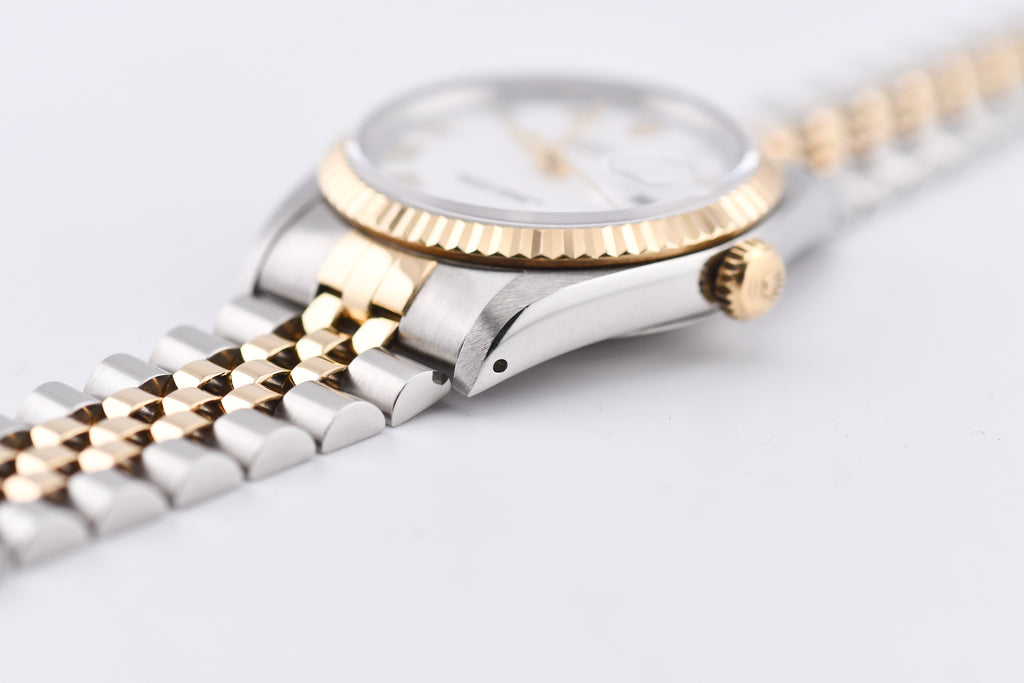 Rolex Datejust 36mm Ref 16233 Yellow Gold Bezel White Roman Dial
