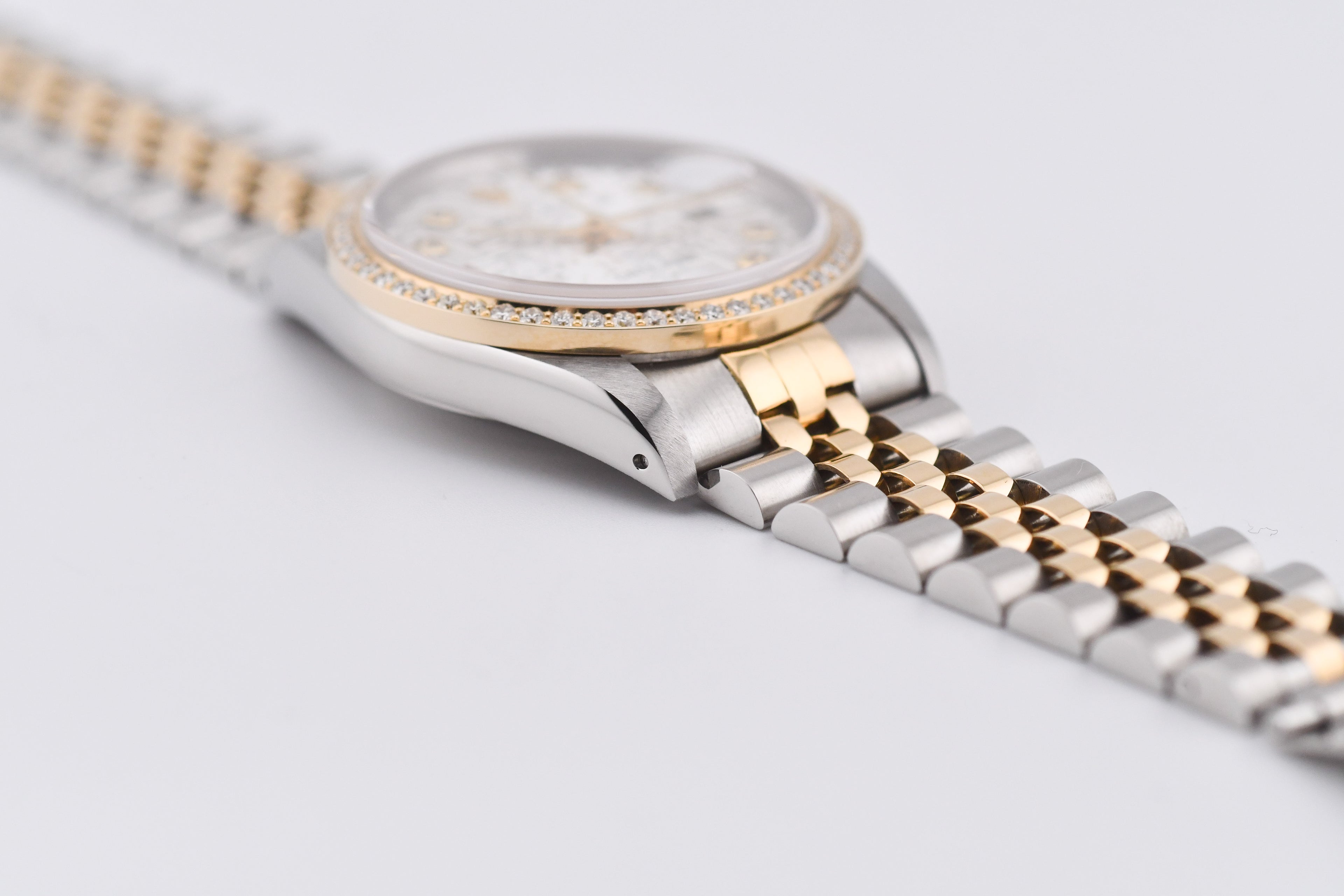 Rolex Datejust 36mm Ref 16233 Yellow Gold Diamond Bezel Custom Anniversary Dial