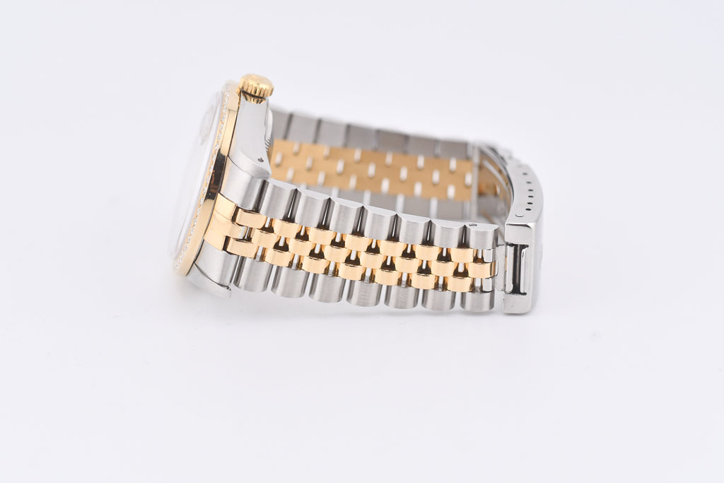 Rolex Datejust 36mm Ref 16233 Yellow Gold Diamond Bezel Custom Anniversary Dial