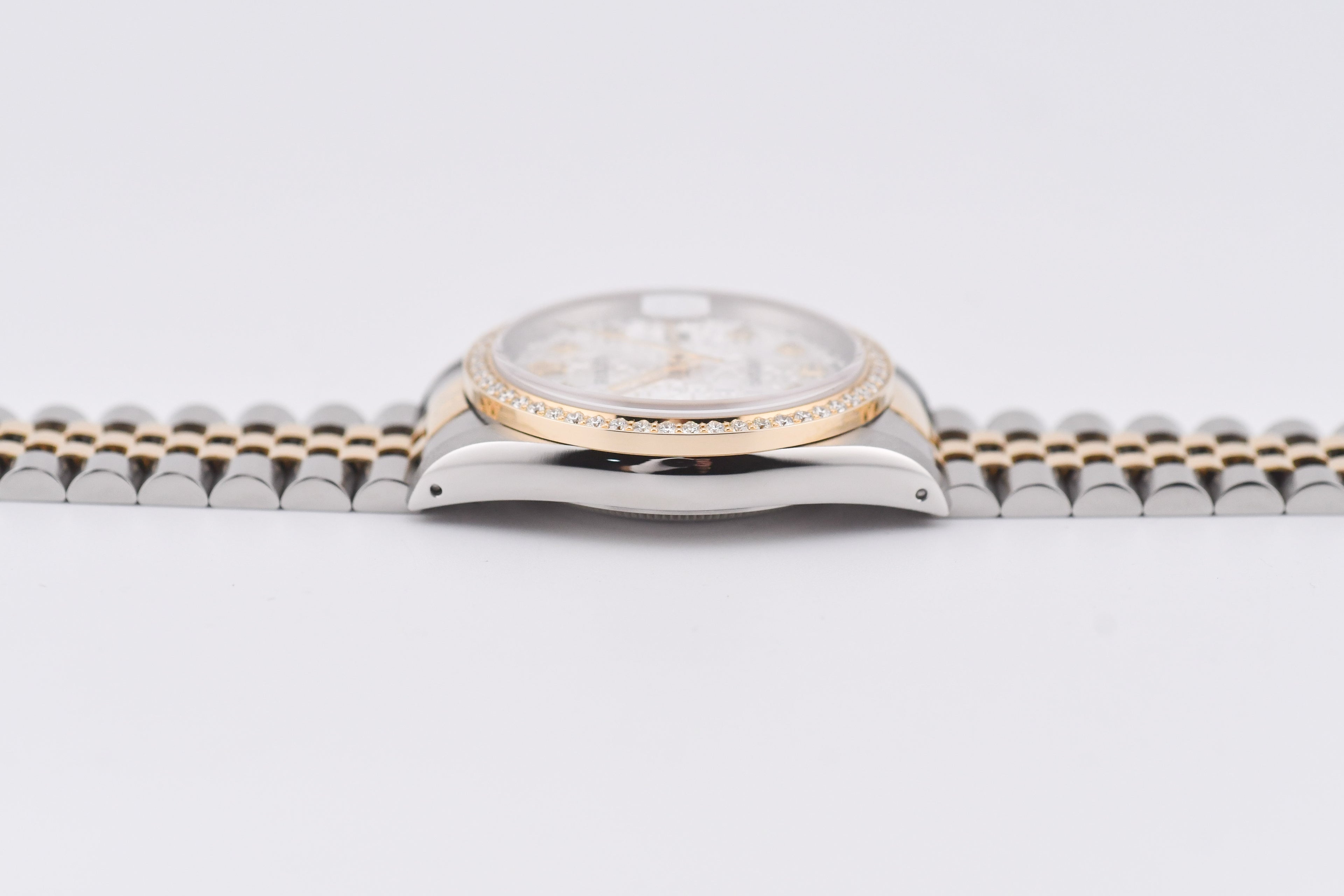 Rolex Datejust 36mm Ref 16233 Yellow Gold Diamond Bezel Custom Anniversary Dial