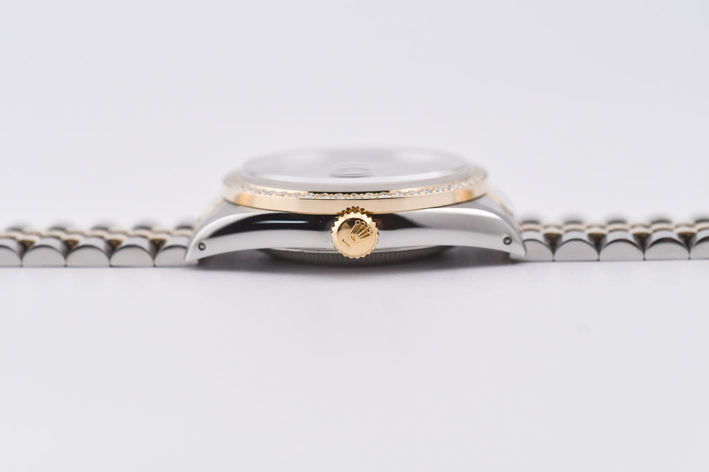 Rolex Datejust 36mm Ref 16233 Yellow Gold Diamond Bezel Custom Onyx Dial