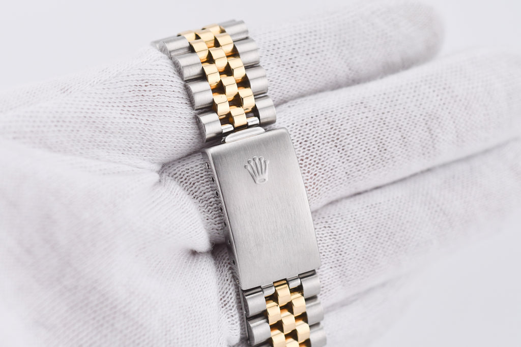 Rolex Datejust 36mm Ref 16233 Yellow Gold Diamond Bezel Custom White Diamond Dial