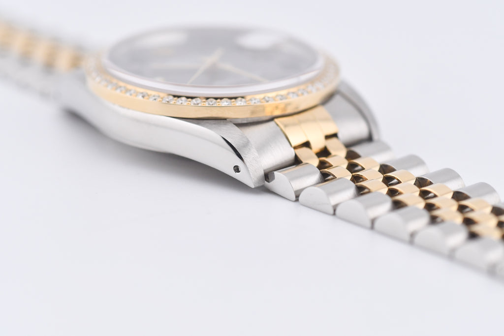 Rolex Datejust 36mm Ref 16233 Yellow Gold Diamond Bezel Custom Wimbledon Dial