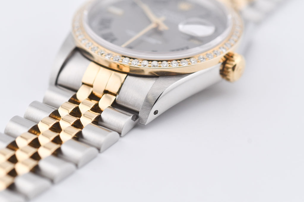 Rolex Datejust 36mm Ref 16233 Yellow Gold Diamond Bezel Custom Wimbledon Dial