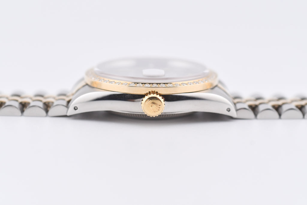 Rolex Datejust 36mm Ref 16233 Yellow Gold Diamond Bezel Custom Wimbledon Dial